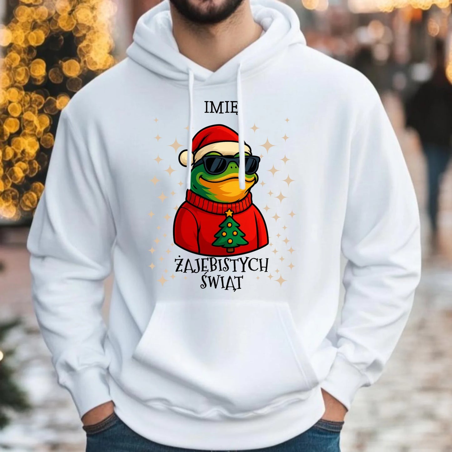 Bluza męska z kapturem świąteczna - Żajebistych Świąt - personalizowana BN144