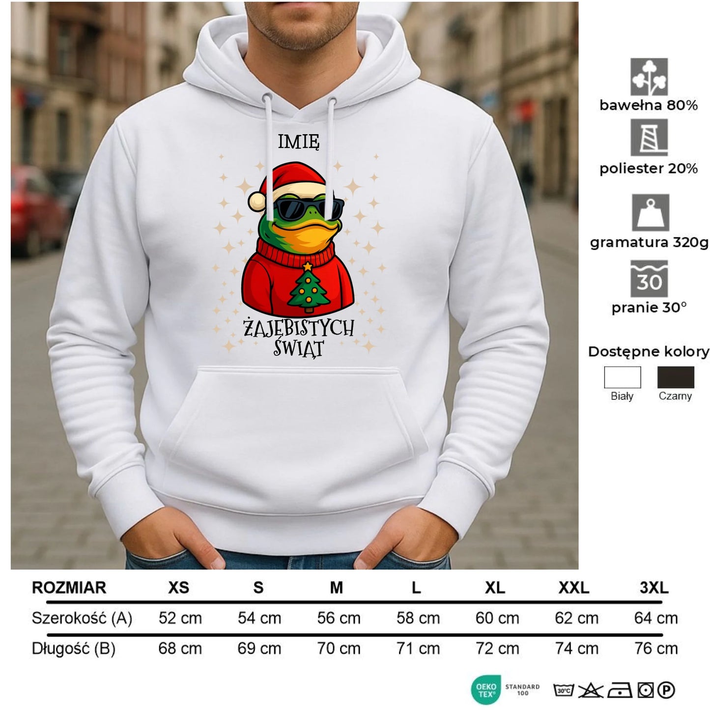 Bluza męska z kapturem świąteczna - Żajebistych Świąt - personalizowana BN144