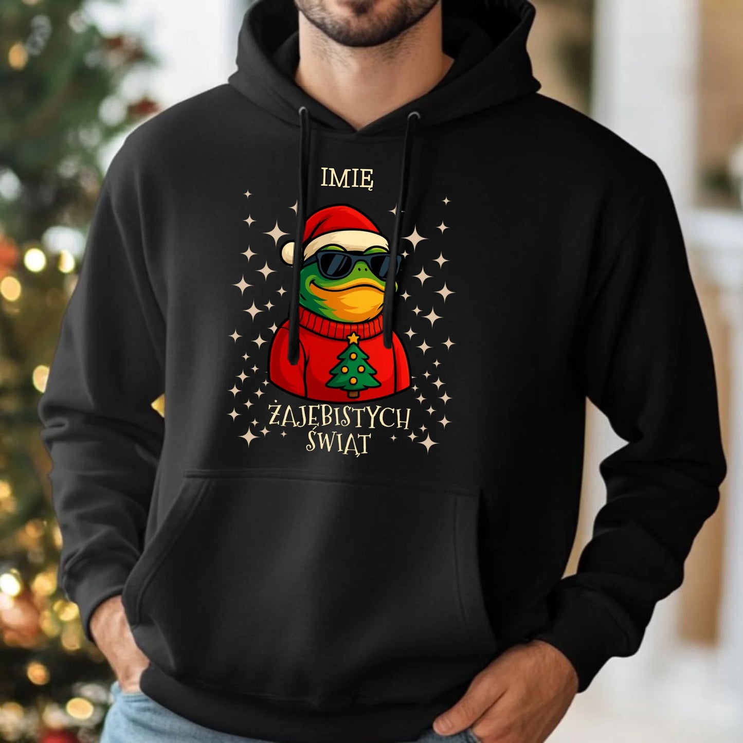 Bluza męska z kapturem świąteczna - Żajebistych Świąt - personalizowana BN144
