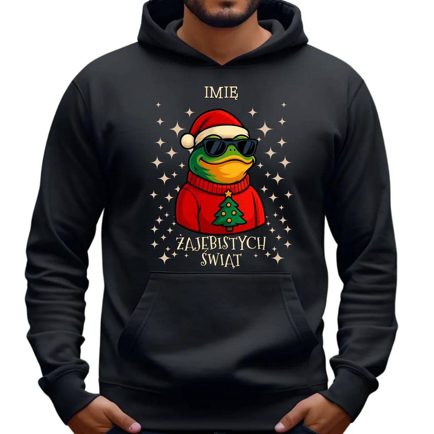 Bluza męska z kapturem świąteczna - Żajebistych Świąt - personalizowana BN144