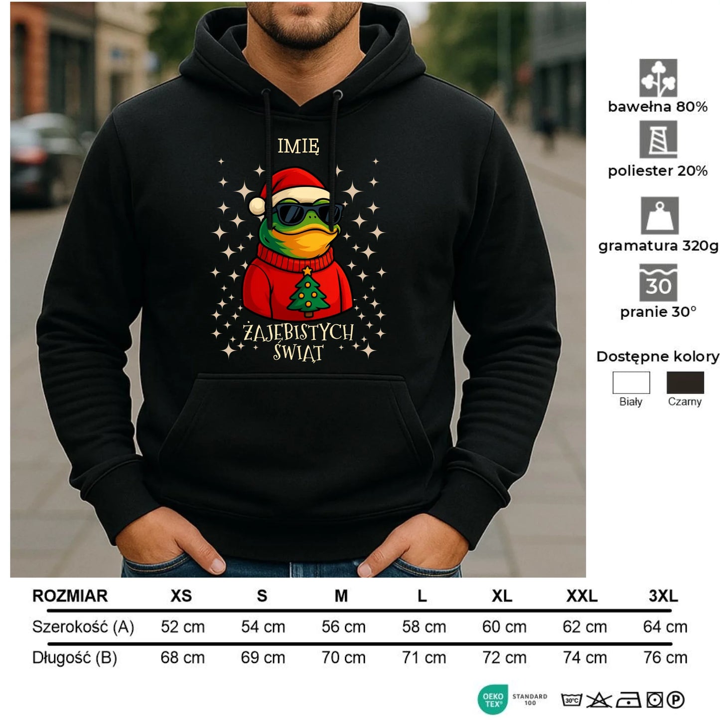 Bluza męska z kapturem świąteczna - Żajebistych Świąt - personalizowana BN144