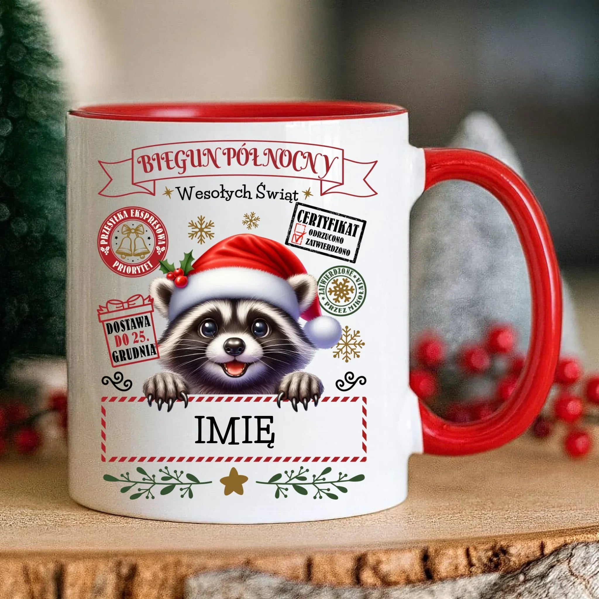 Kubek świąteczny - Szop Paczka od Mikołaja - personalizowany BN145 - StoryCups.pl