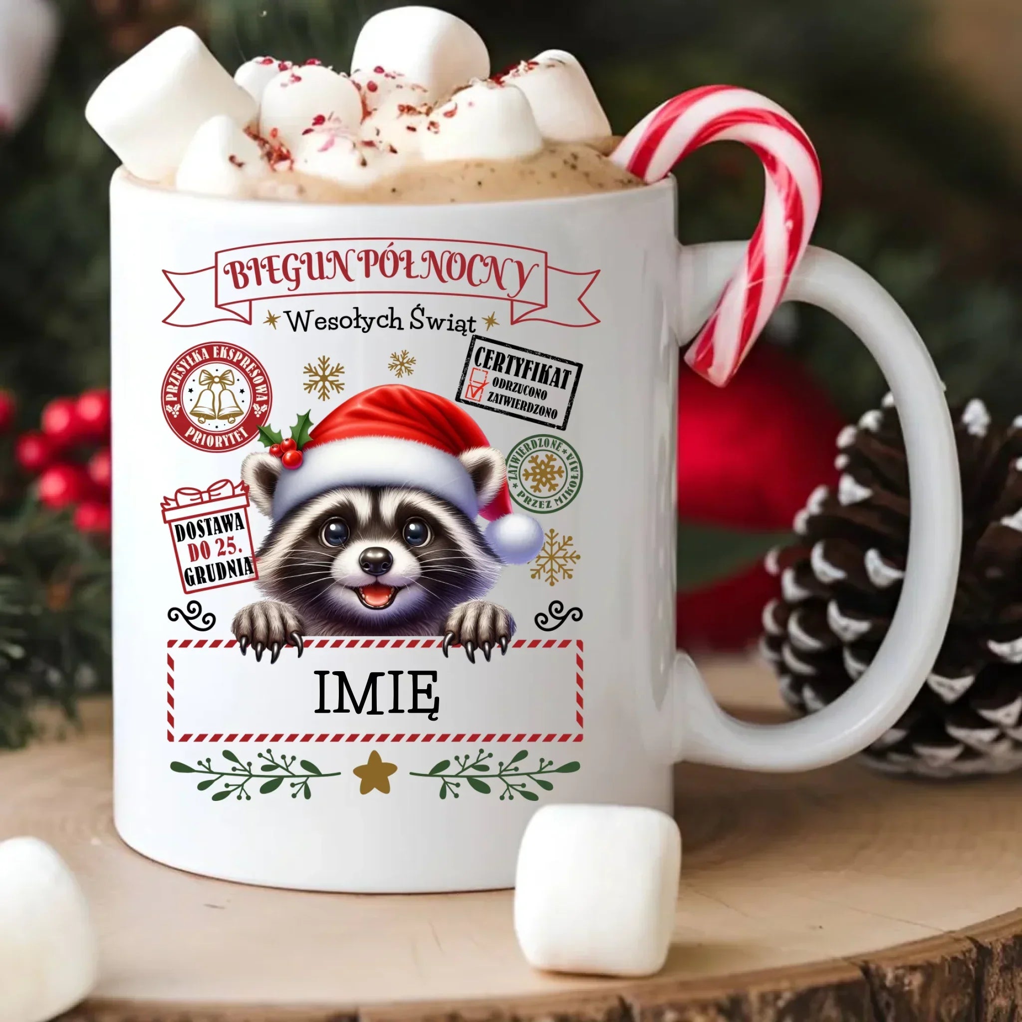 Kubek świąteczny - Szop Paczka od Mikołaja - personalizowany BN145 - StoryCups.pl