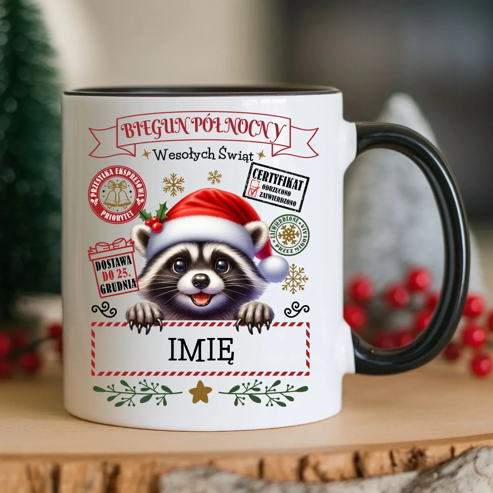Kubek świąteczny - Szop Paczka od Mikołaja - personalizowany BN145 - StoryCups.pl