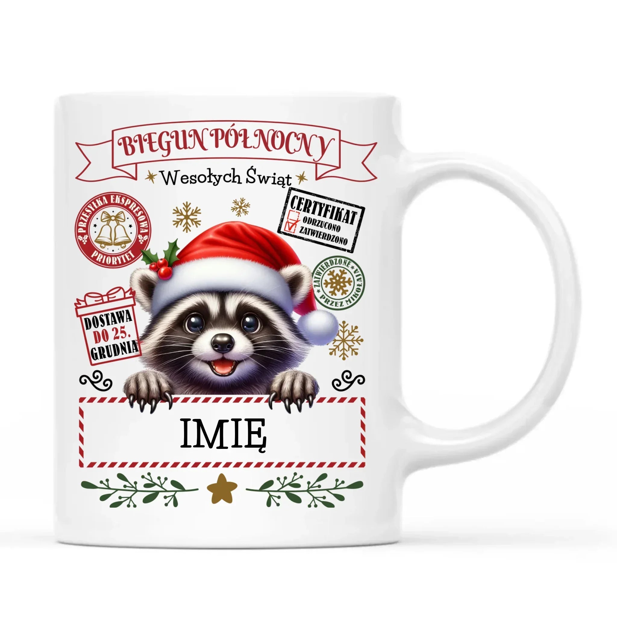 Kubek świąteczny - Szop Paczka od Mikołaja - personalizowany BN145 - StoryCups.pl