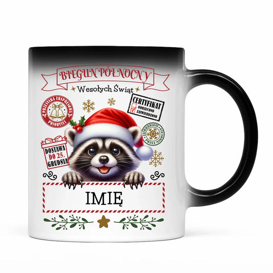 Kubek magiczny świąteczny - Szop Paczka od Mikołaja - personalizowany BN145