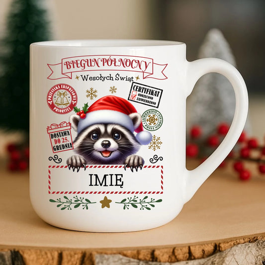 Kubek elegant świąteczny - Szop Paczka od Mikołaja - personalizowany BN145