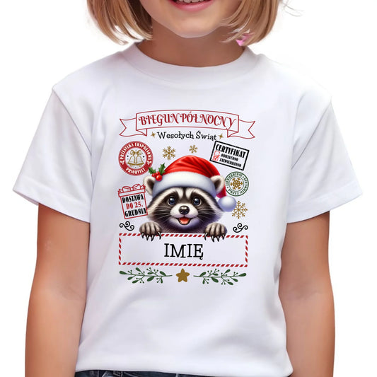 Koszulka dziecięca świąteczna - Szop Paczka od Mikołaja - personalizowana BN145