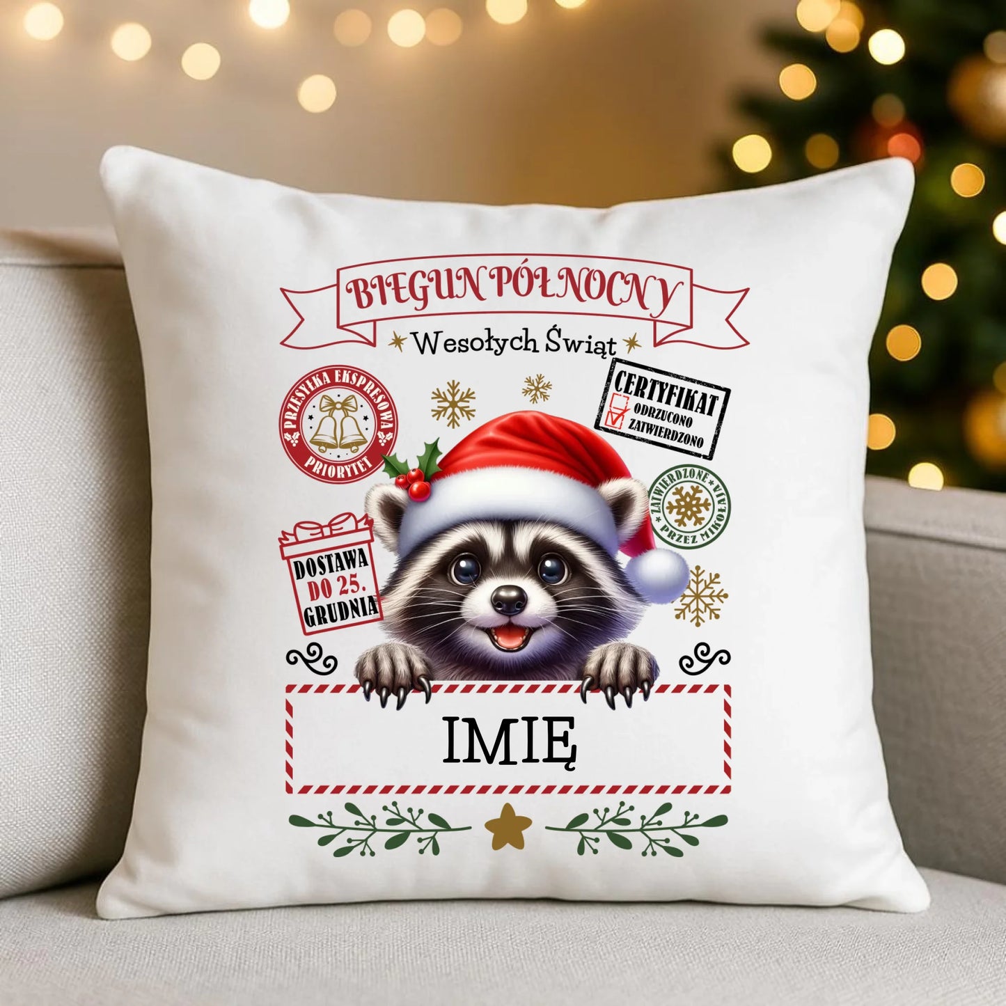 Poduszka świąteczna - Szop Paczka od Mikołaja - personalizowana BN145
