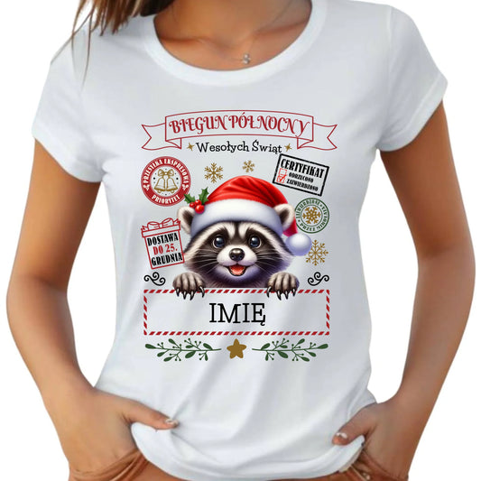 Koszulka damska świąteczna - Szop Paczka od Mikołaja - personalizowana BN145