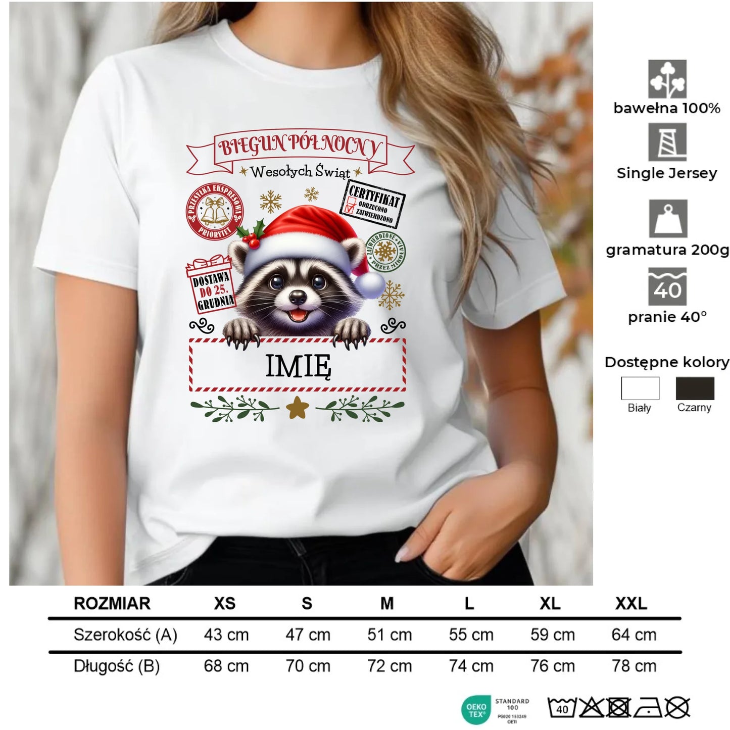 Koszulka damska świąteczna - Szop Paczka od Mikołaja - personalizowana BN145