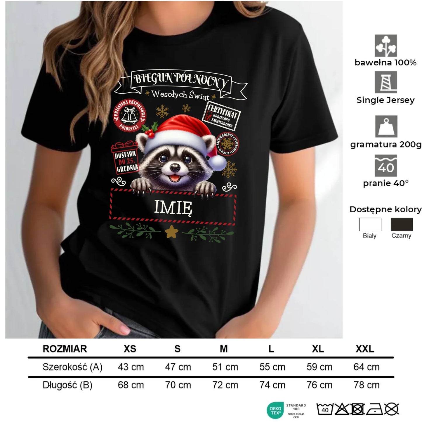 Koszulka damska świąteczna - Szop Paczka od Mikołaja - personalizowana BN145