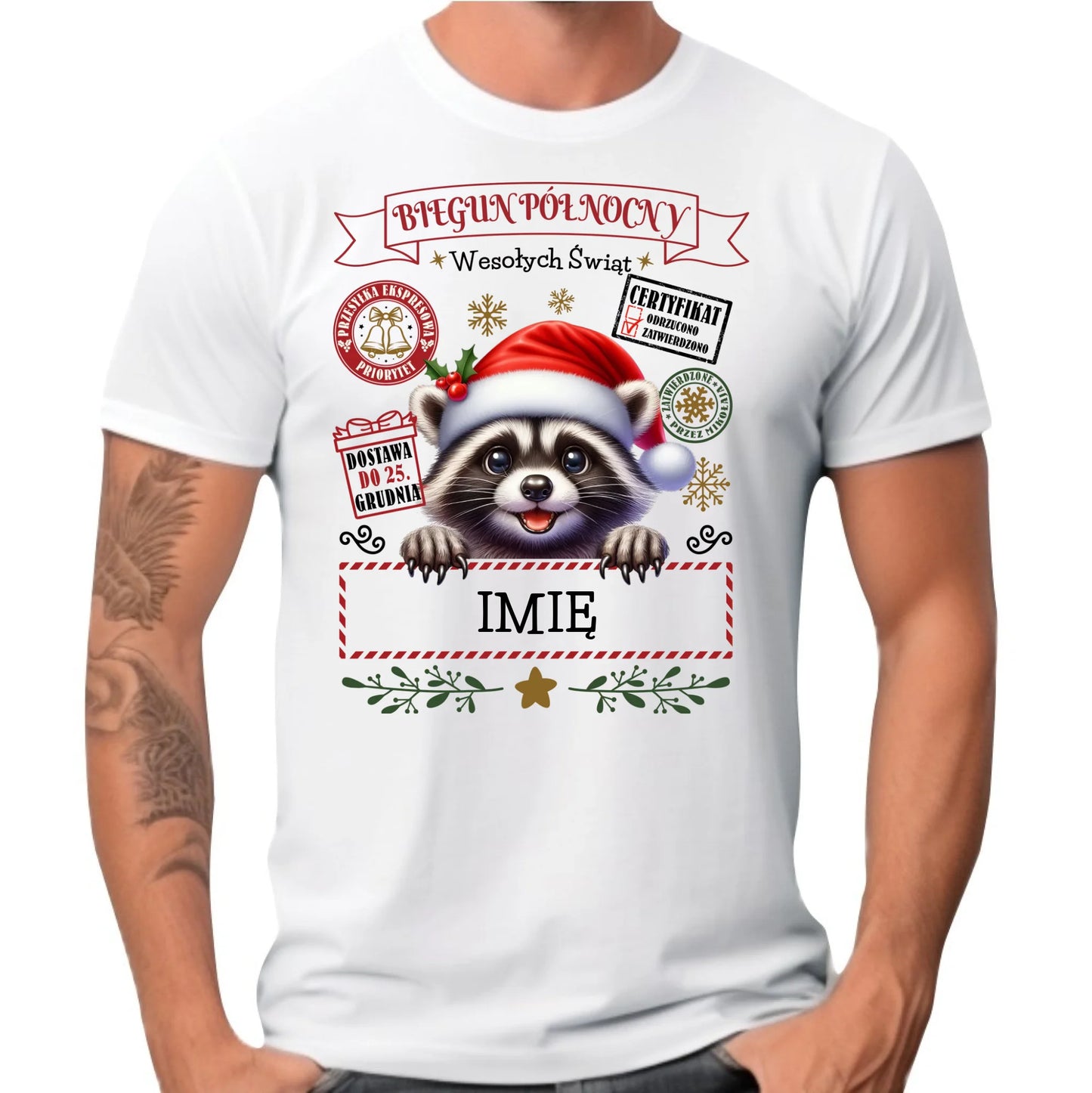 Koszulka męska świąteczna - Szop Paczka od Mikołaja - personalizowana BN145