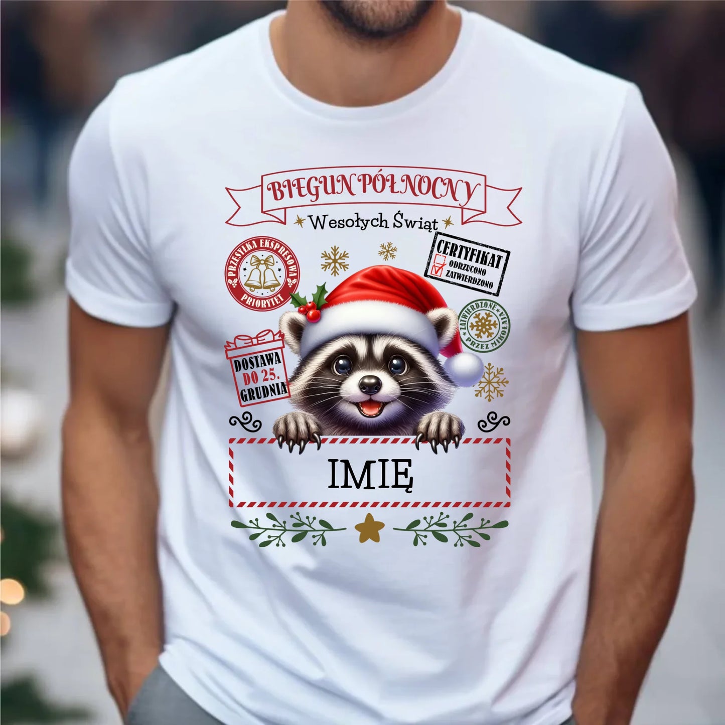 Koszulka męska świąteczna - Szop Paczka od Mikołaja - personalizowana BN145