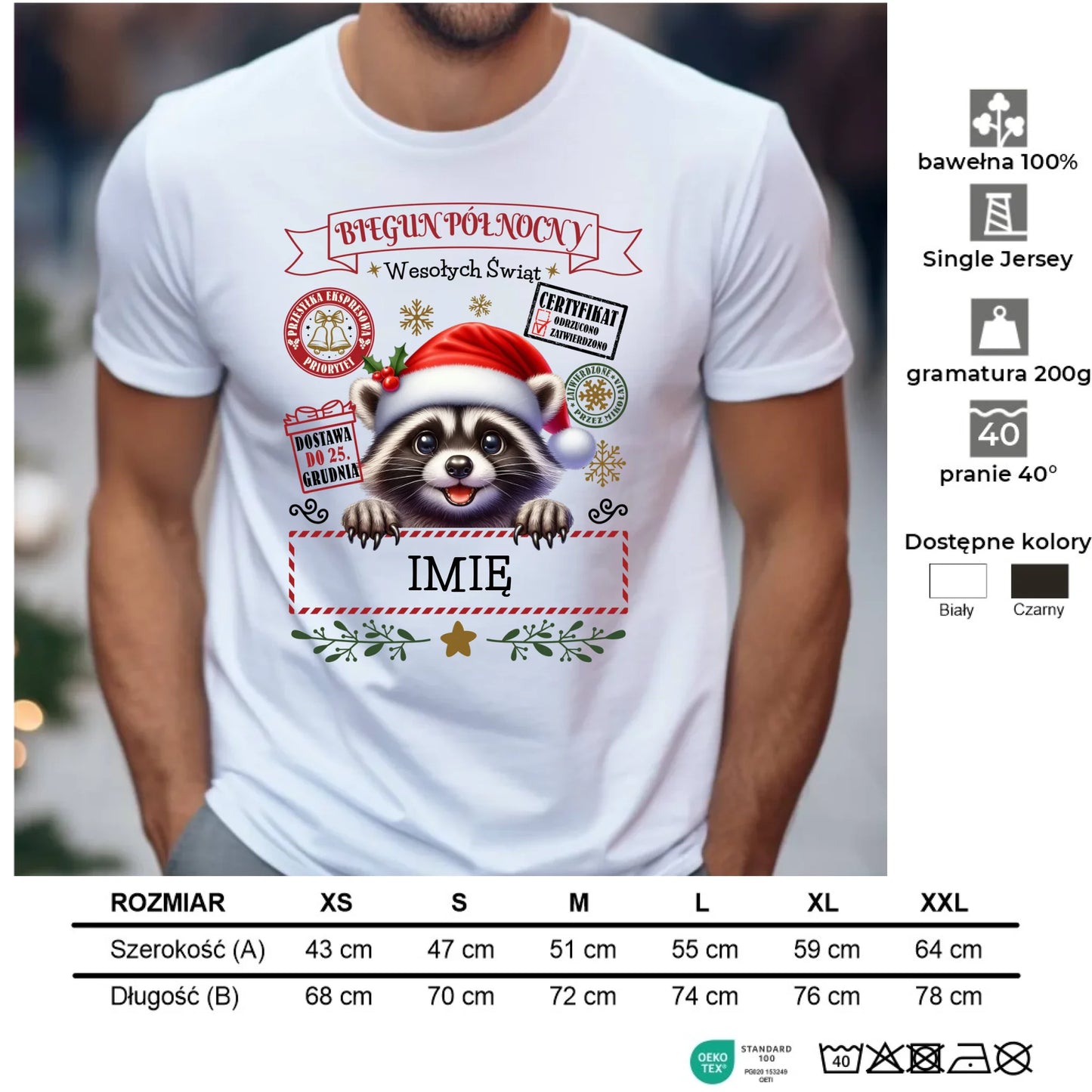 Koszulka męska świąteczna - Szop Paczka od Mikołaja - personalizowana BN145