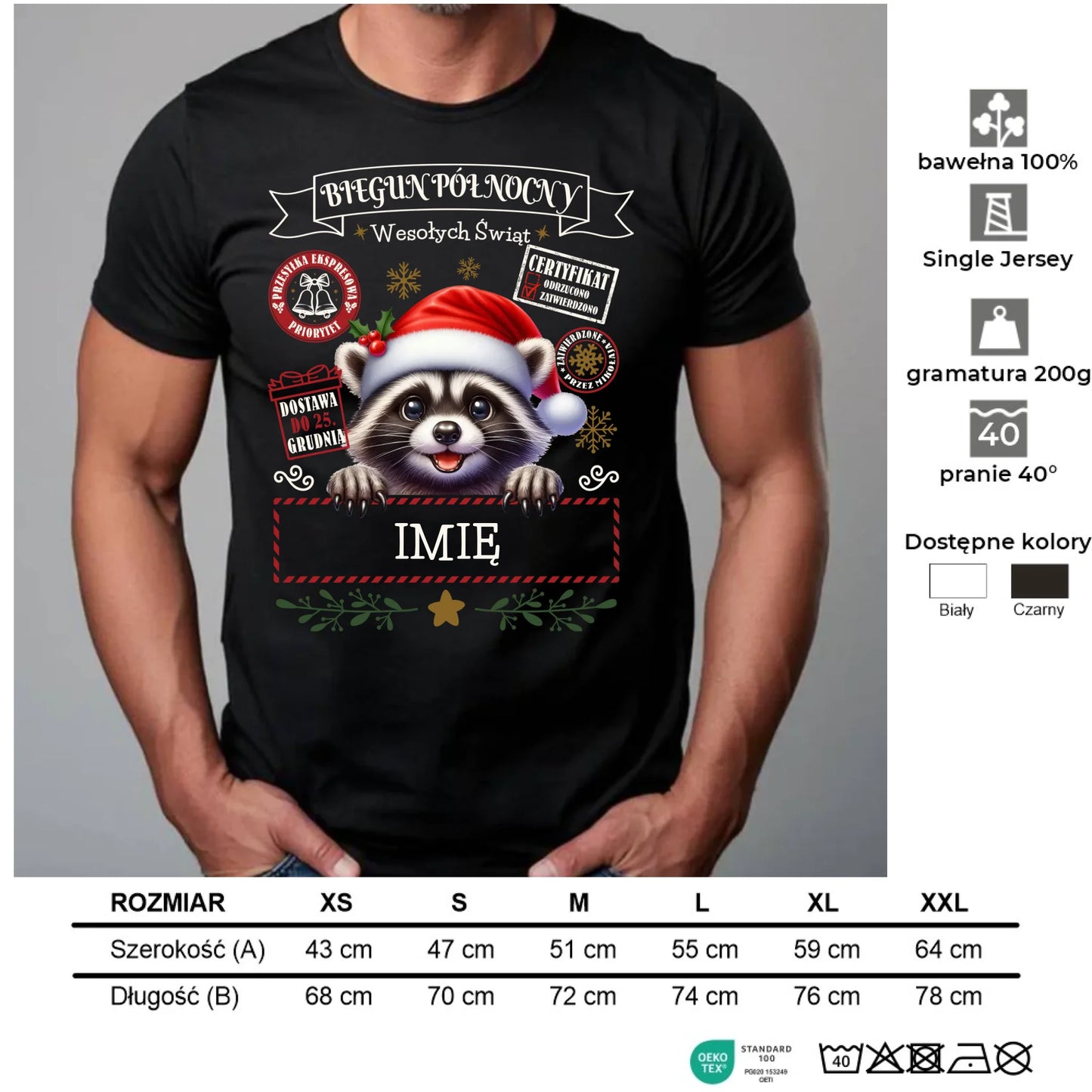 Koszulka męska świąteczna - Szop Paczka od Mikołaja - personalizowana BN145