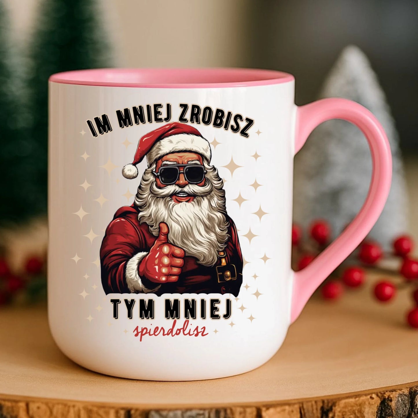 Kubek elegant świąteczny - Im mniej zrobisz tym mniej spie*****sz - bez cenzury BN146