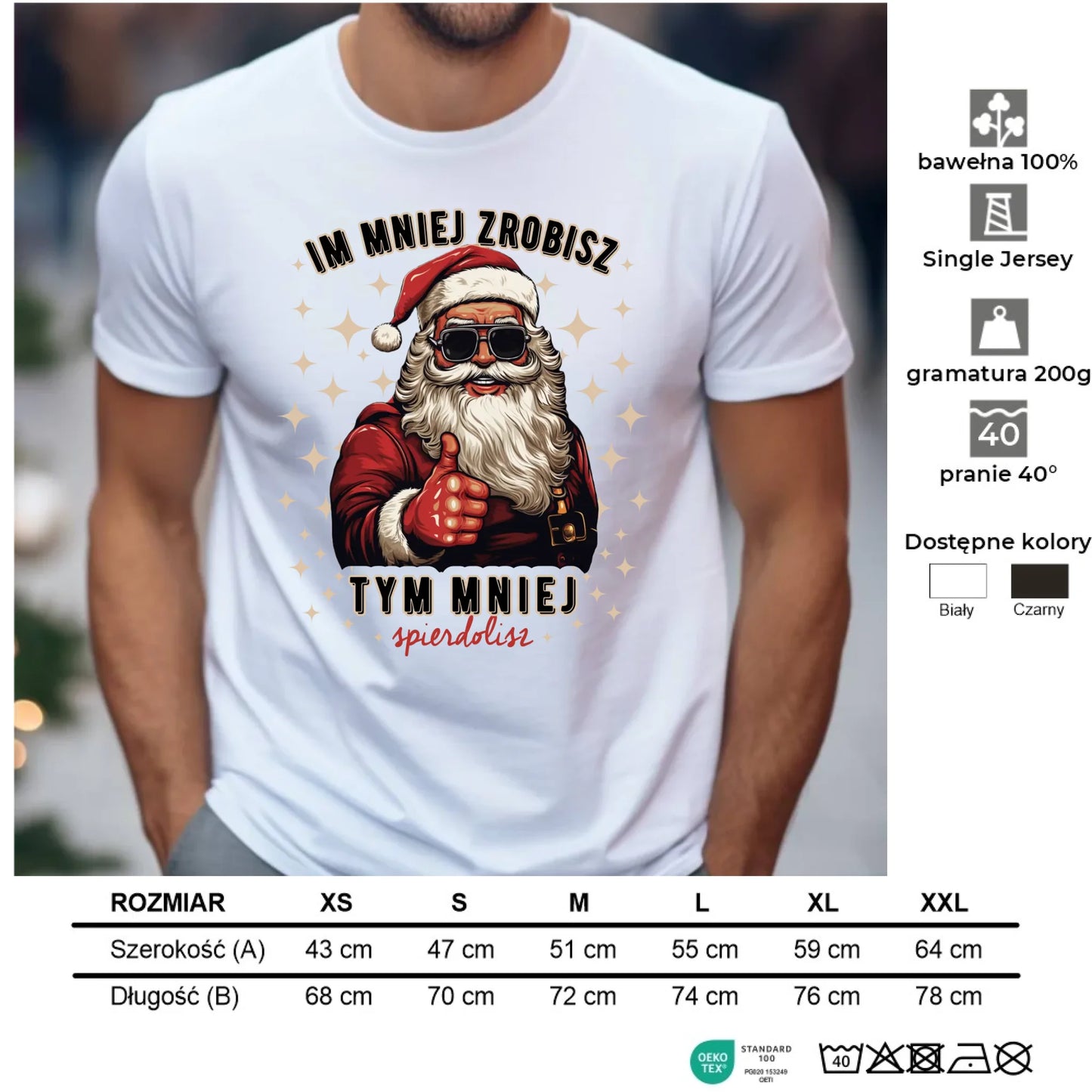 Koszulka męska świąteczna - Im mniej zrobisz tym mniej spie*****sz - bez cenzury BN146