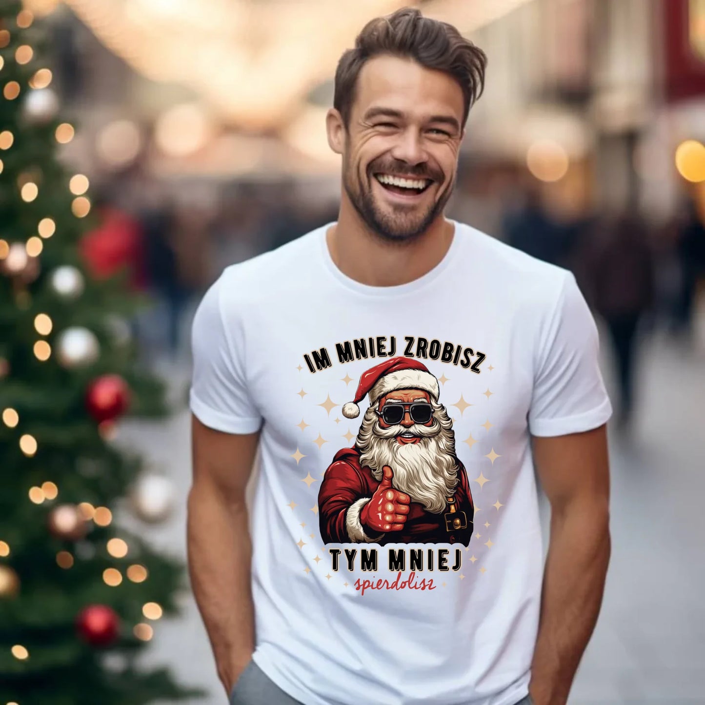 Koszulka męska świąteczna - Im mniej zrobisz tym mniej spie*****sz - bez cenzury BN146