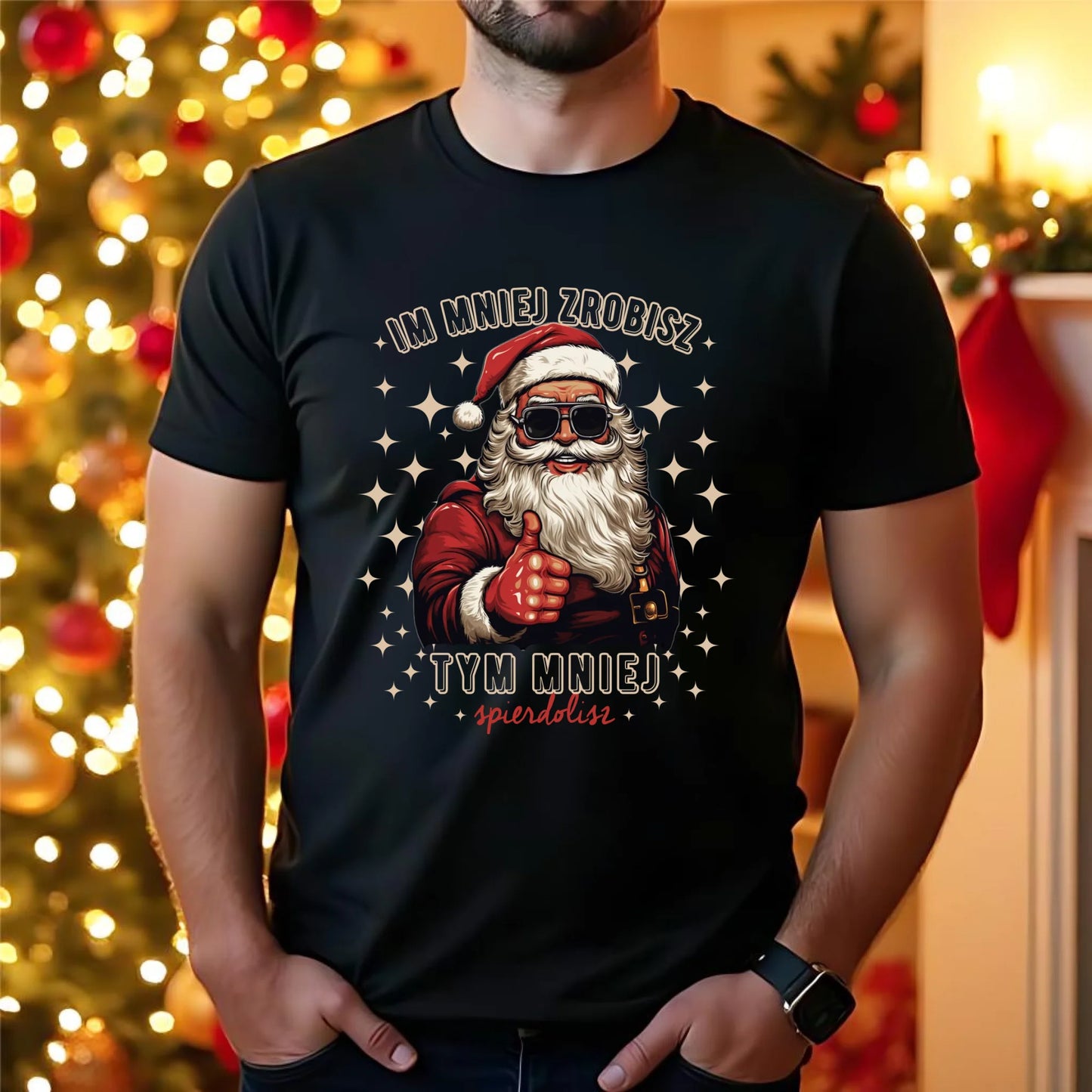 Koszulka męska świąteczna - Im mniej zrobisz tym mniej spie*****sz - bez cenzury BN146