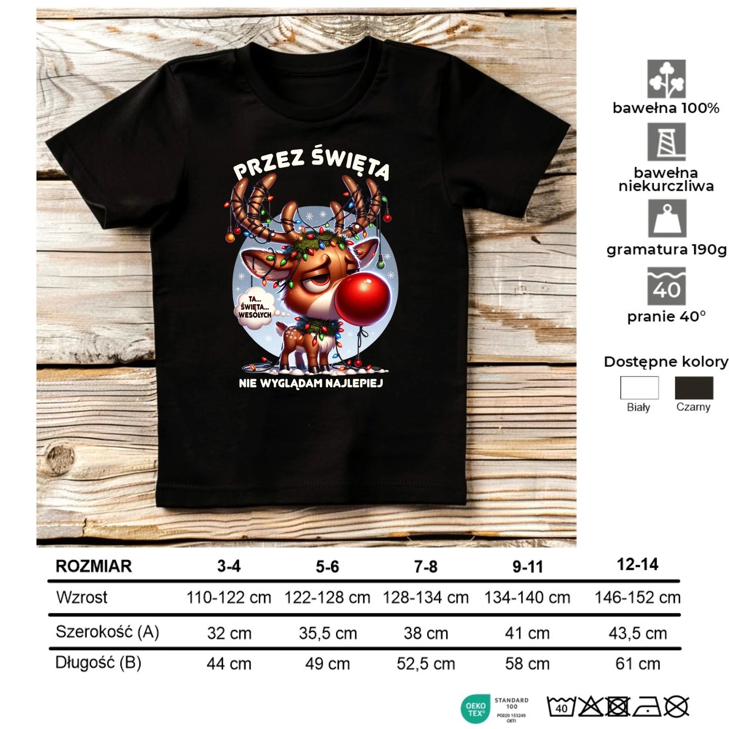 Koszulka dziecięca świąteczna - Renifer Przez święta nie wyglądam najlepiej BN98 - StoryCups.pl