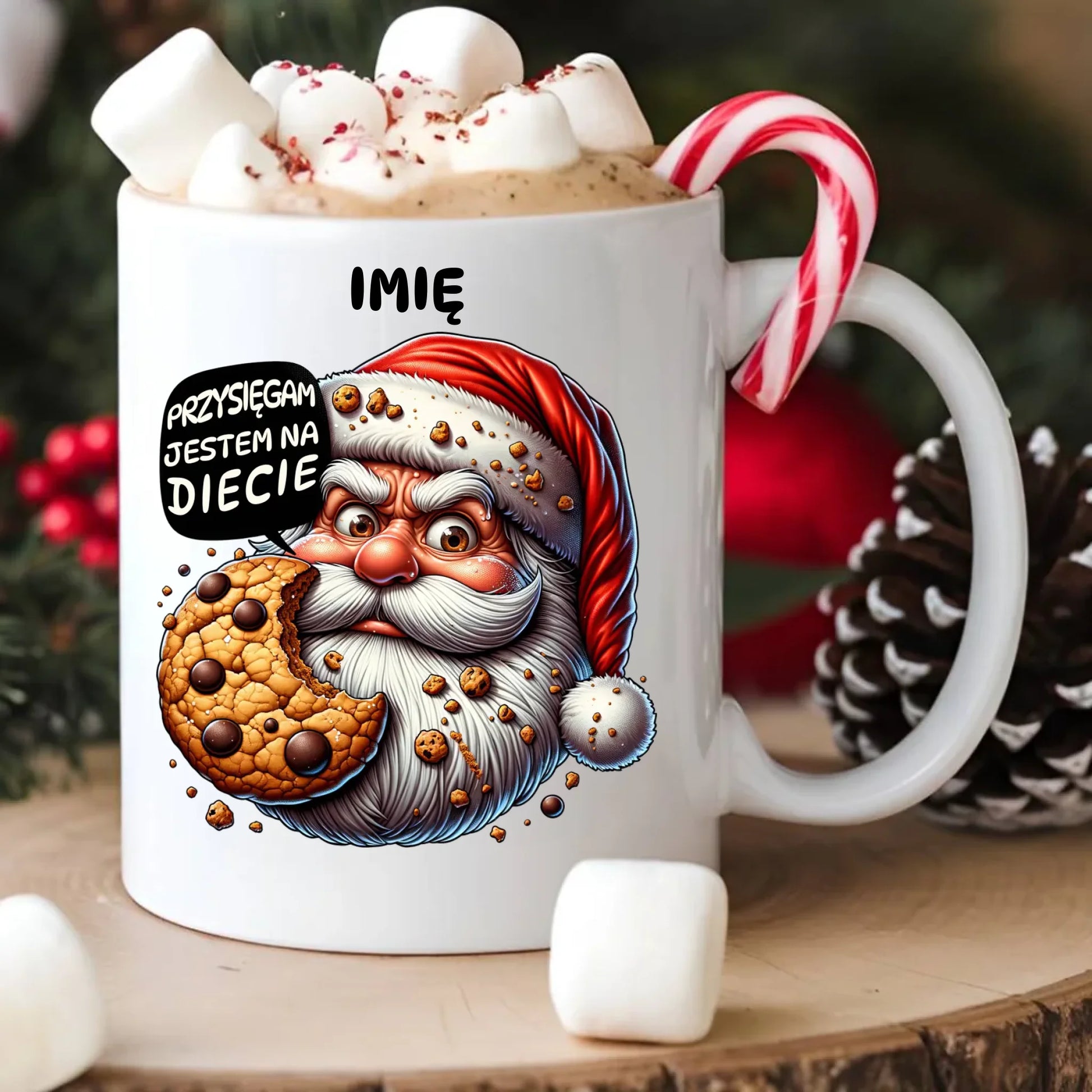 Kubek świąteczny - Mikołaj Przysięgam jestem na diecie - personalizowany BN97 - StoryCups.pl