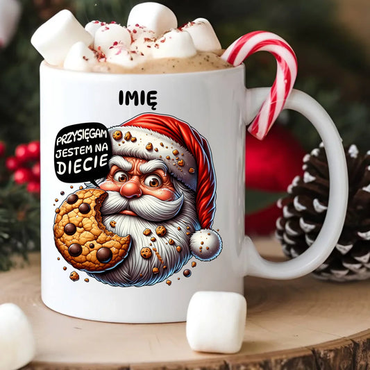 Kubek świąteczny - Mikołaj Przysięgam jestem na diecie - personalizowany BN97