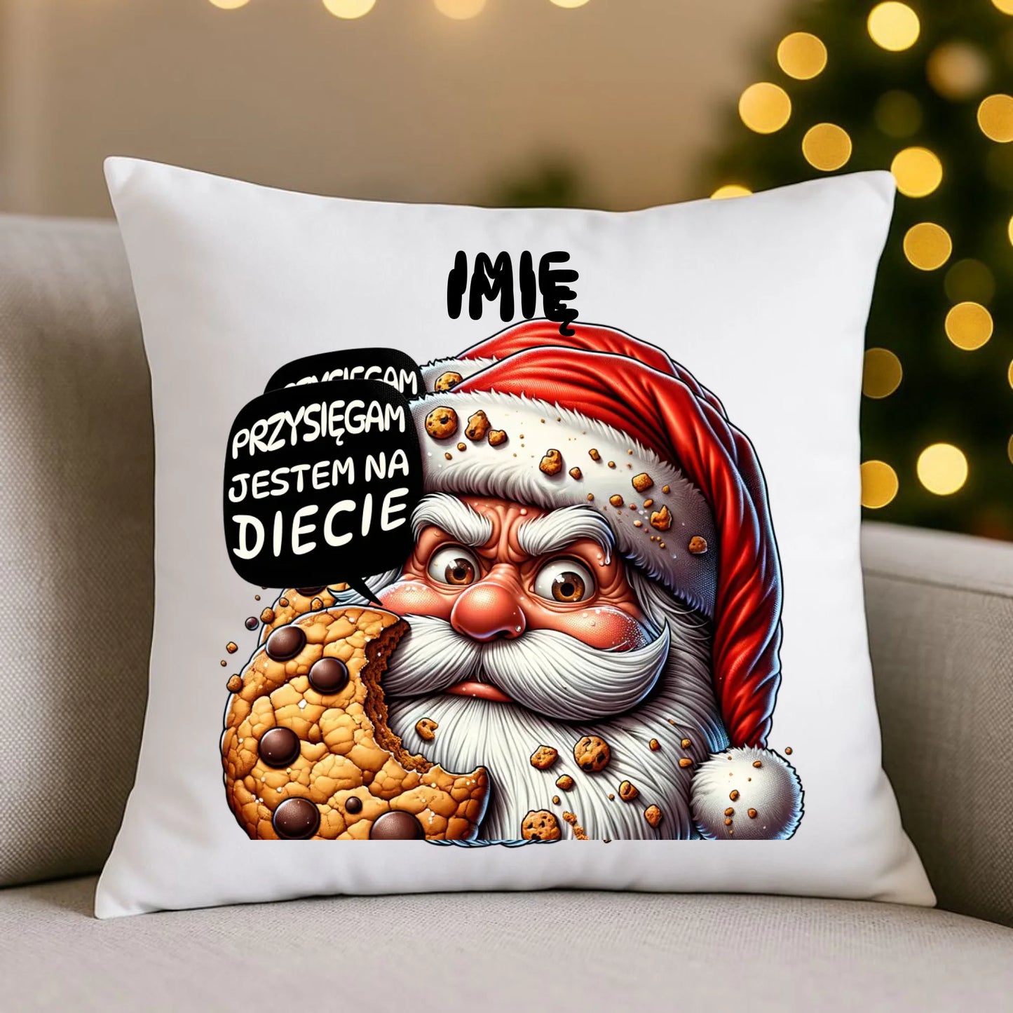 Poduszka świąteczna - Mikołaj Przysięgam jestem na diecie - personalizowana BN97