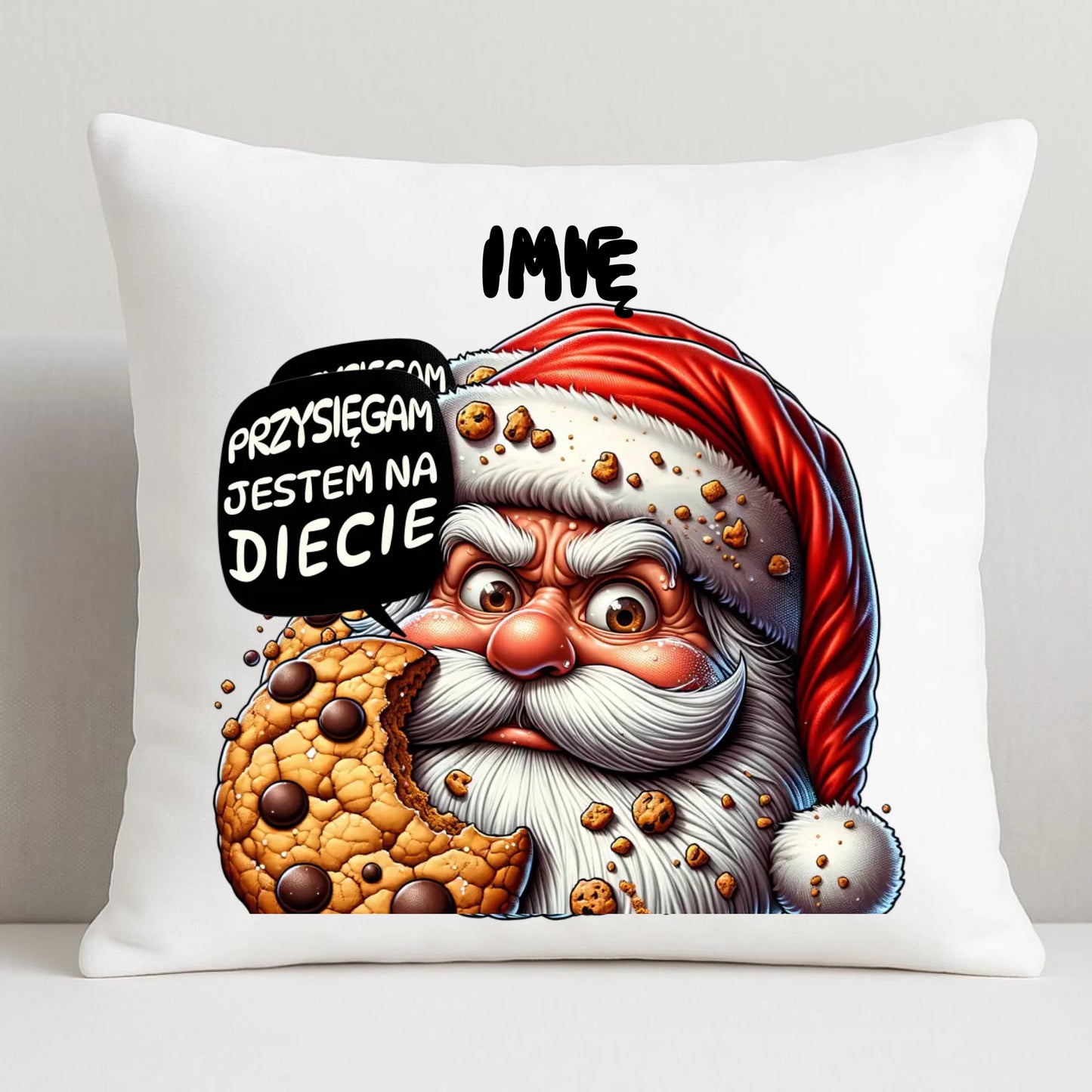 Poduszka świąteczna - Mikołaj Przysięgam jestem na diecie - personalizowana BN97