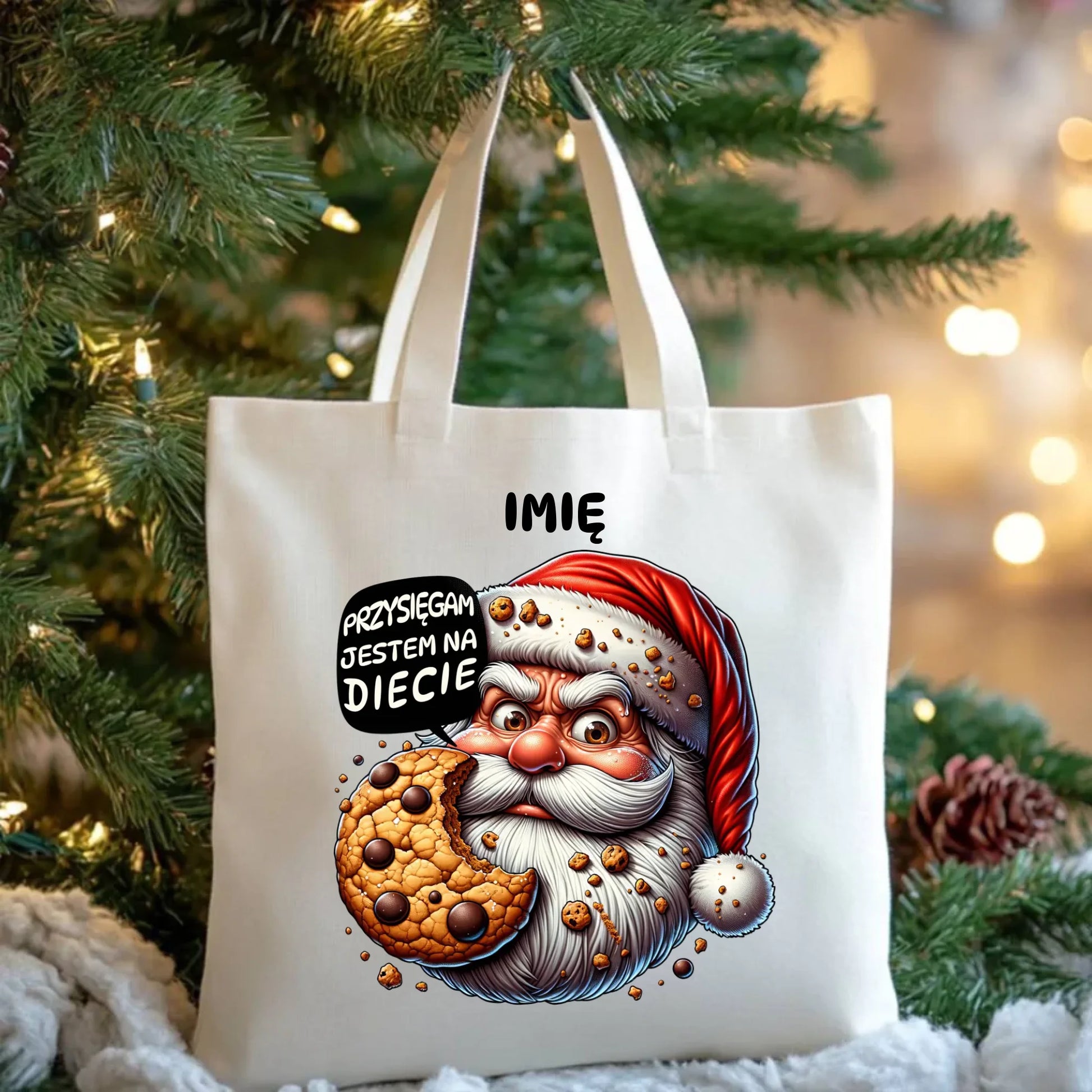 Torba świąteczna - Mikołaj Przysięgam jestem na diecie - personalizowana BN97 - StoryCups.pl