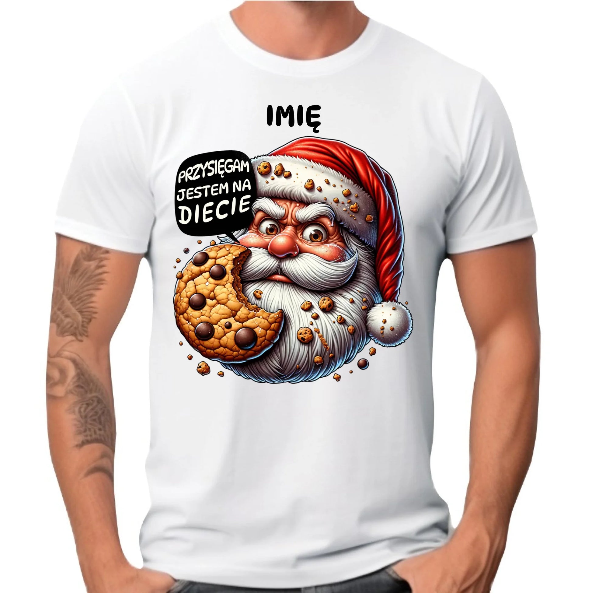 Koszulka męska świąteczna - Mikołaj Przysięgam jestem na diecie - personalizowana BN97 - StoryCups.pl