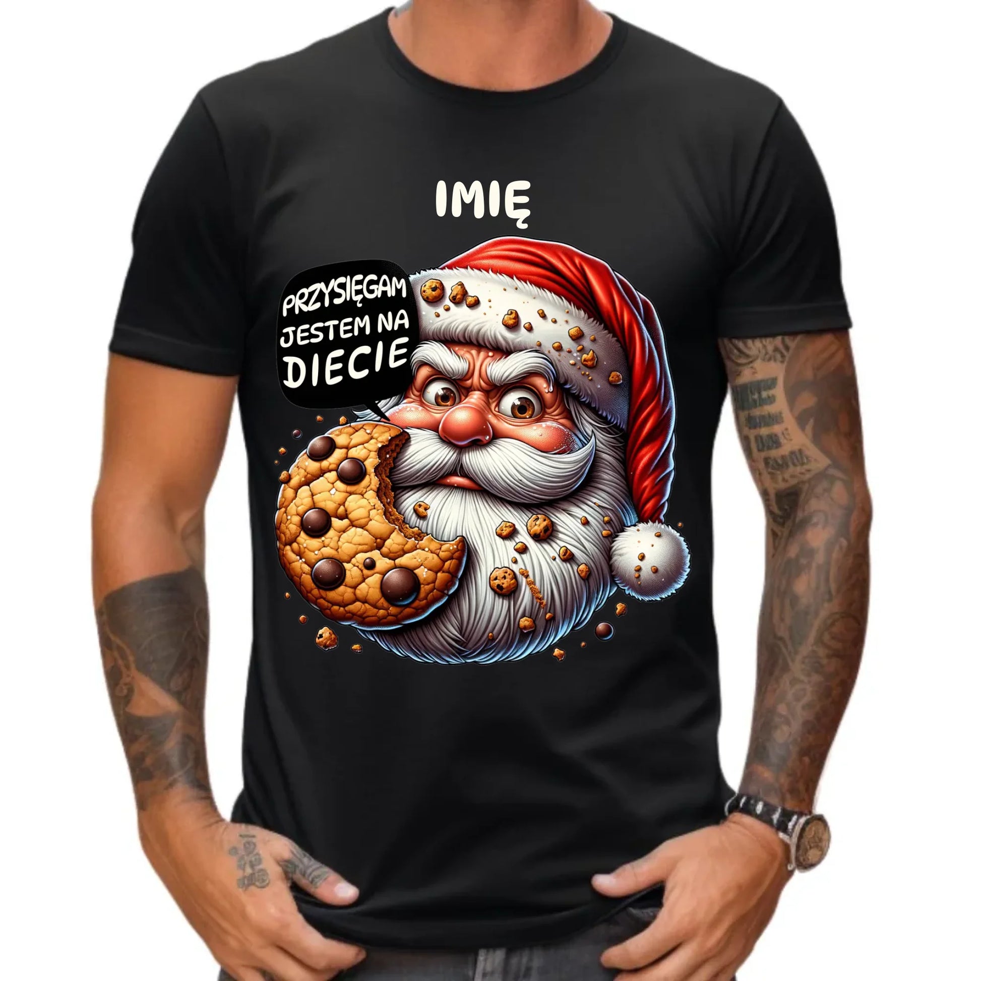 Koszulka męska świąteczna - Mikołaj Przysięgam jestem na diecie - personalizowana BN97 - StoryCups.pl