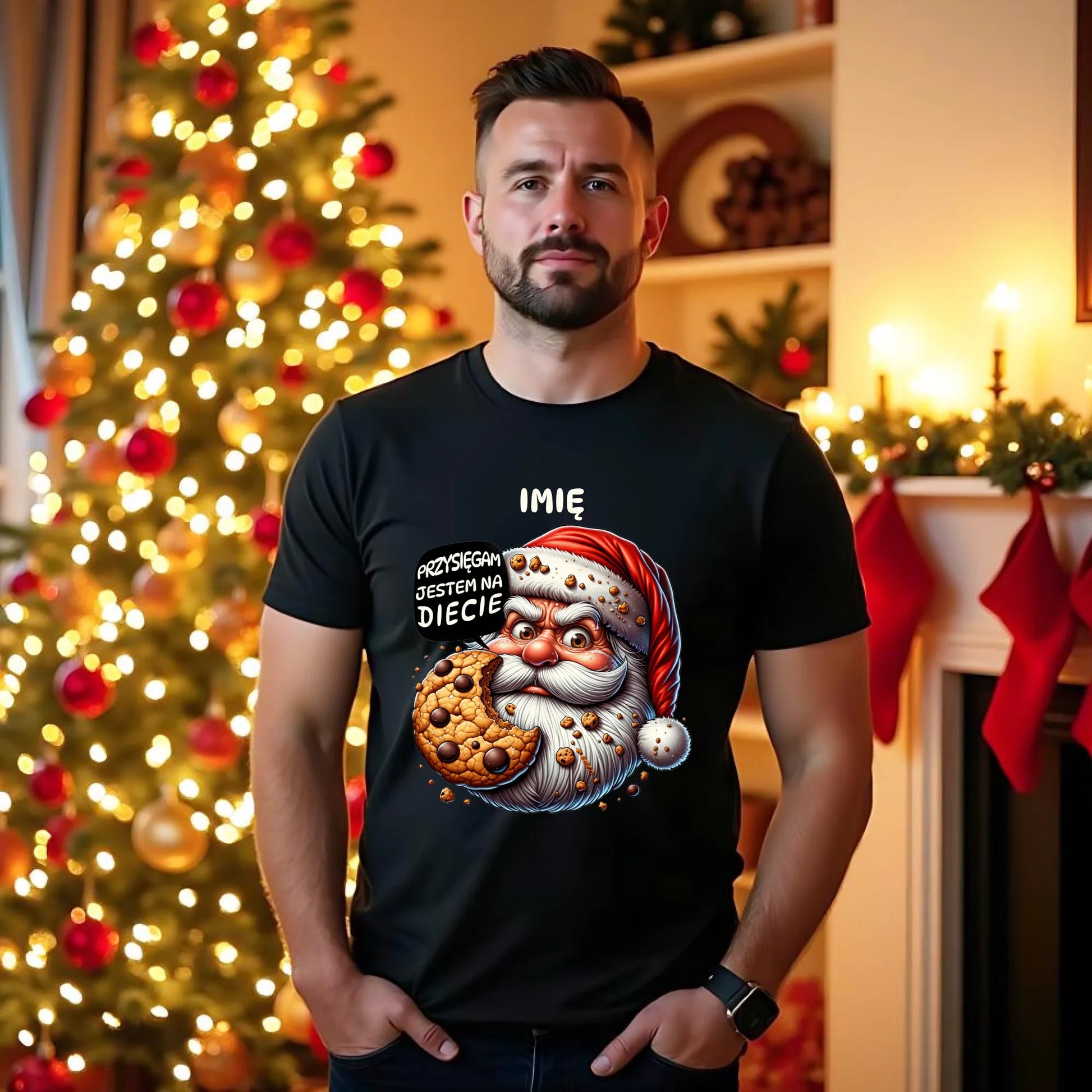 Koszulka męska świąteczna - Mikołaj Przysięgam jestem na diecie - personalizowana BN97 - StoryCups.pl