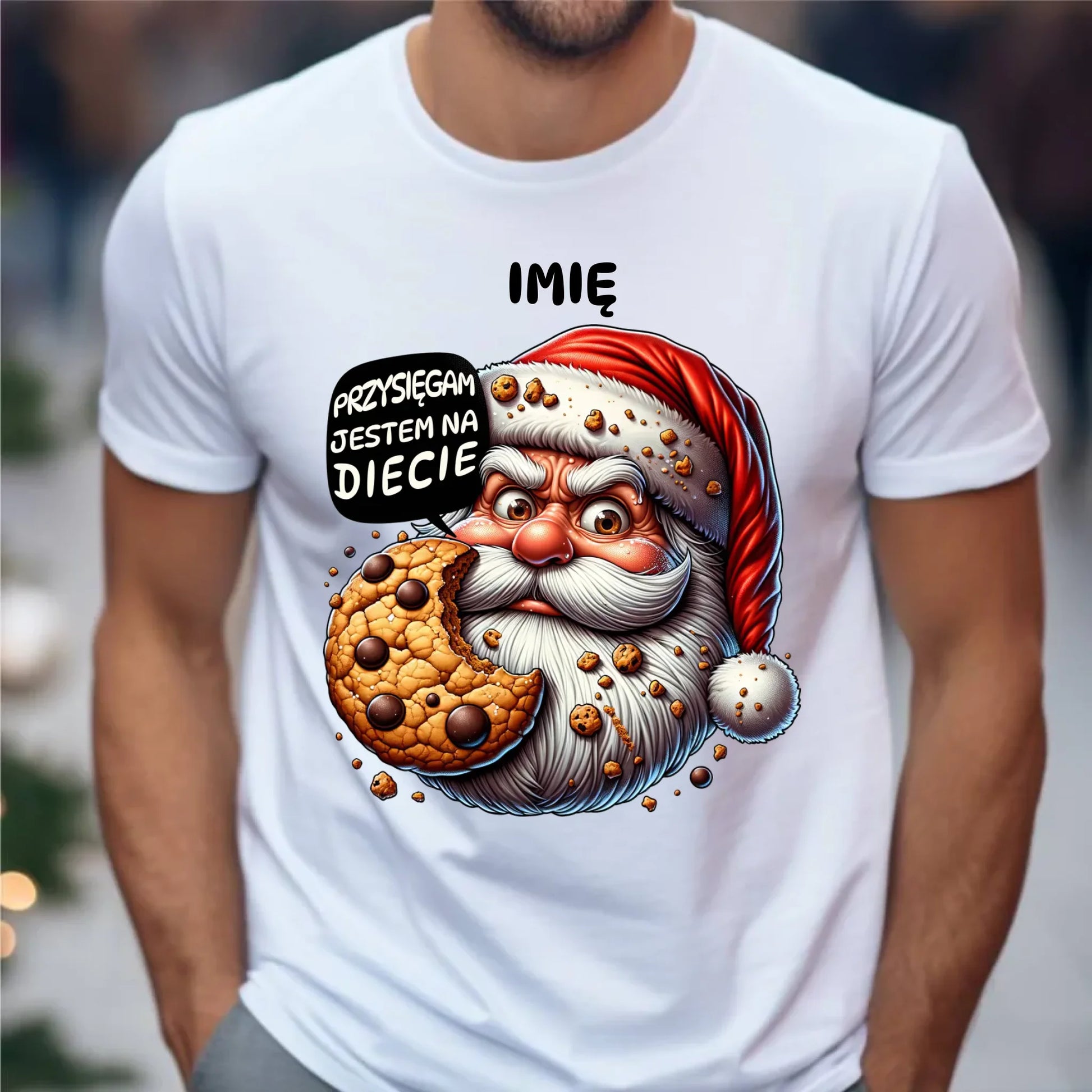 Koszulka męska świąteczna - Mikołaj Przysięgam jestem na diecie - personalizowana BN97 - StoryCups.pl