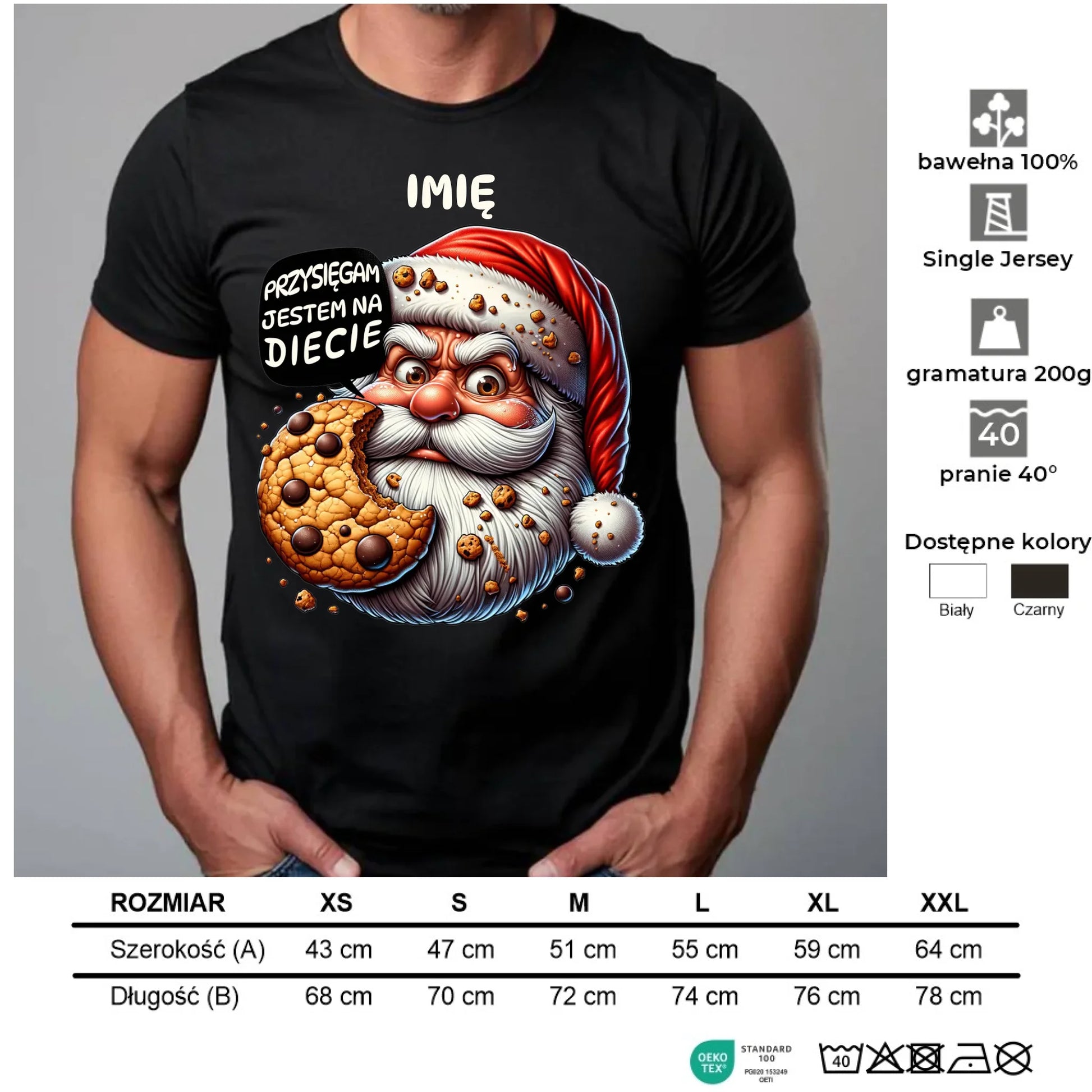 Koszulka męska świąteczna - Mikołaj Przysięgam jestem na diecie - personalizowana BN97 - StoryCups.pl