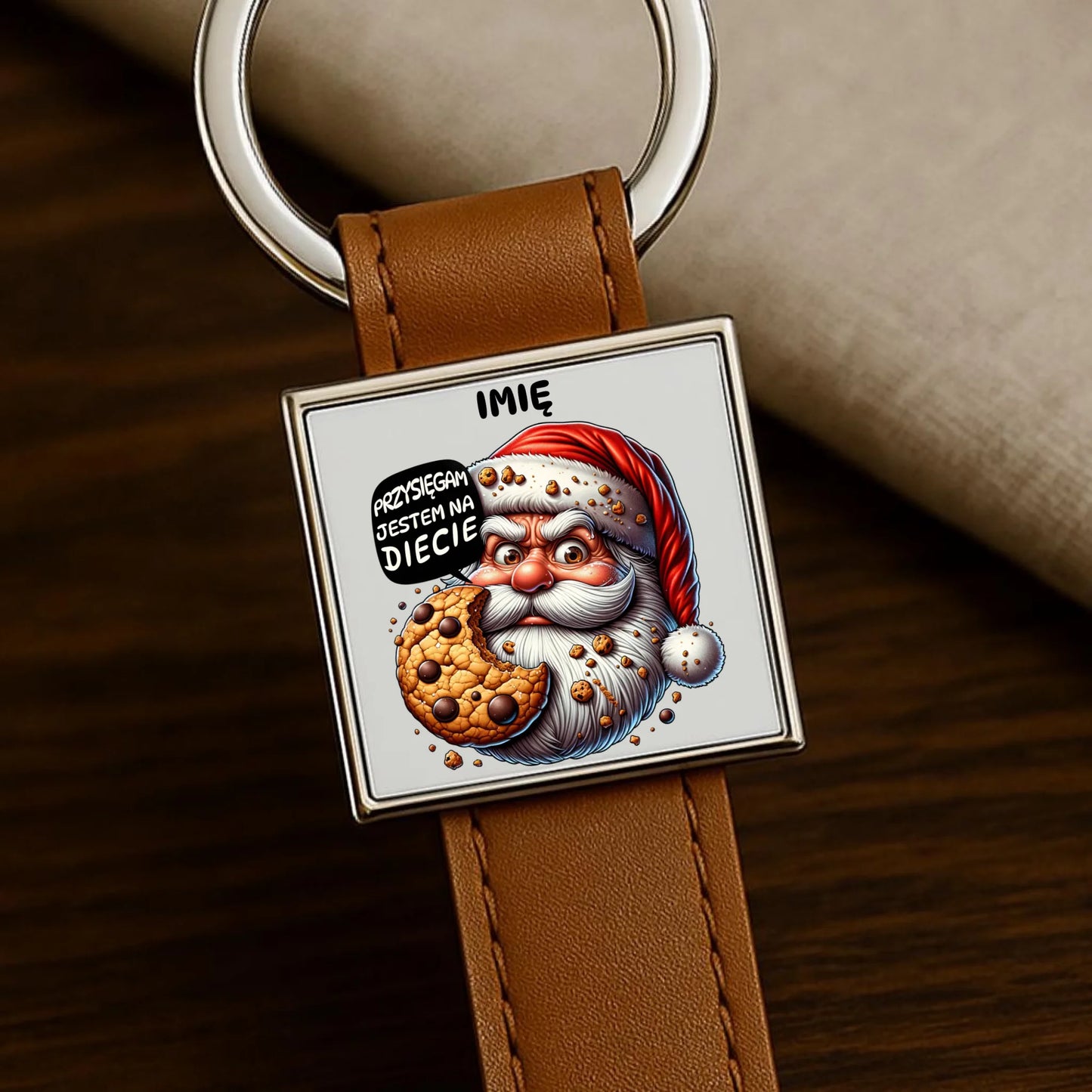 Brelok świąteczny - Mikołaj Przysięgam jestem na diecie - personalizowany BN97 - StoryCups.pl