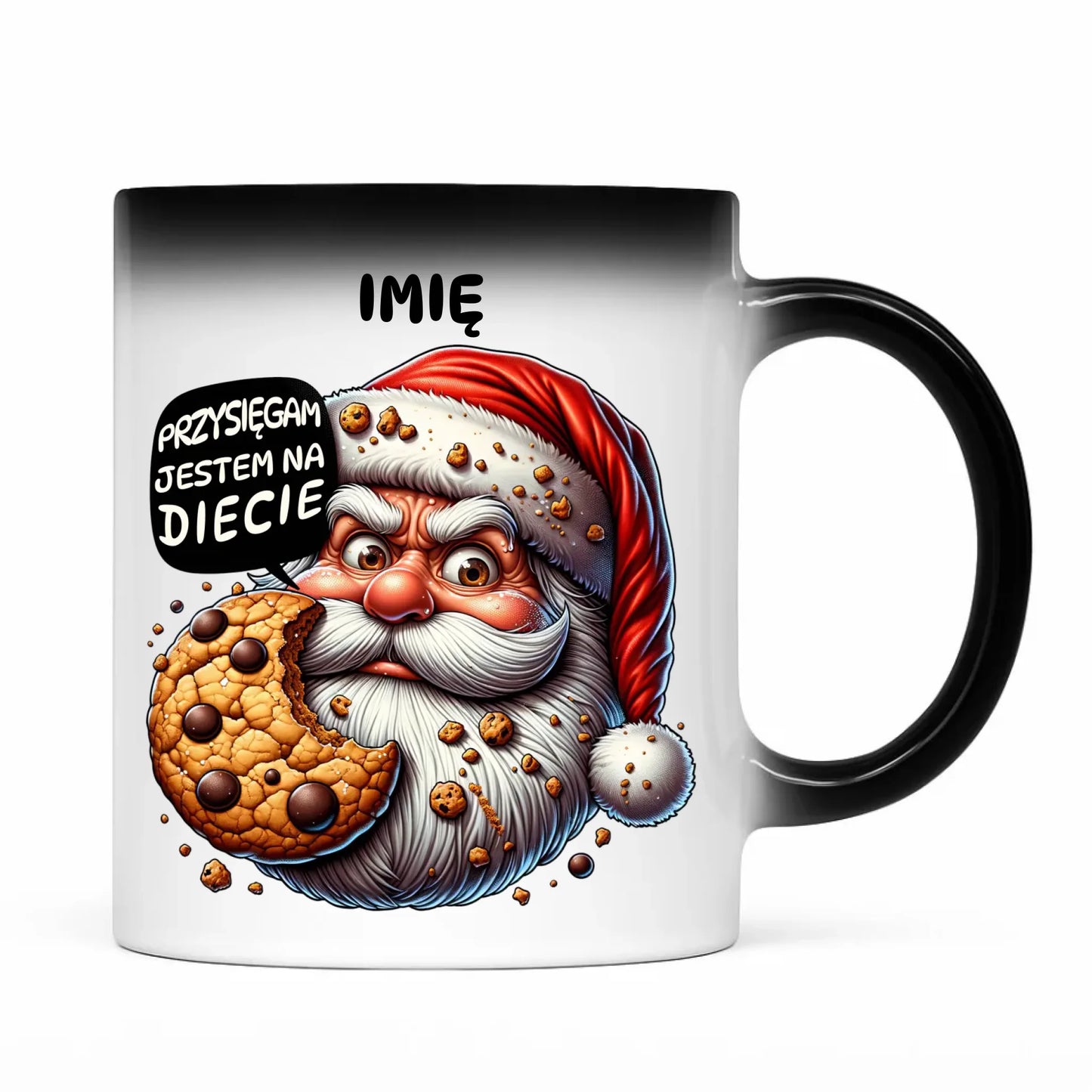 Kubek magiczny świąteczny - Mikołaj Przysięgam jestem na diecie - personalizowany BN97 - StoryCups.pl