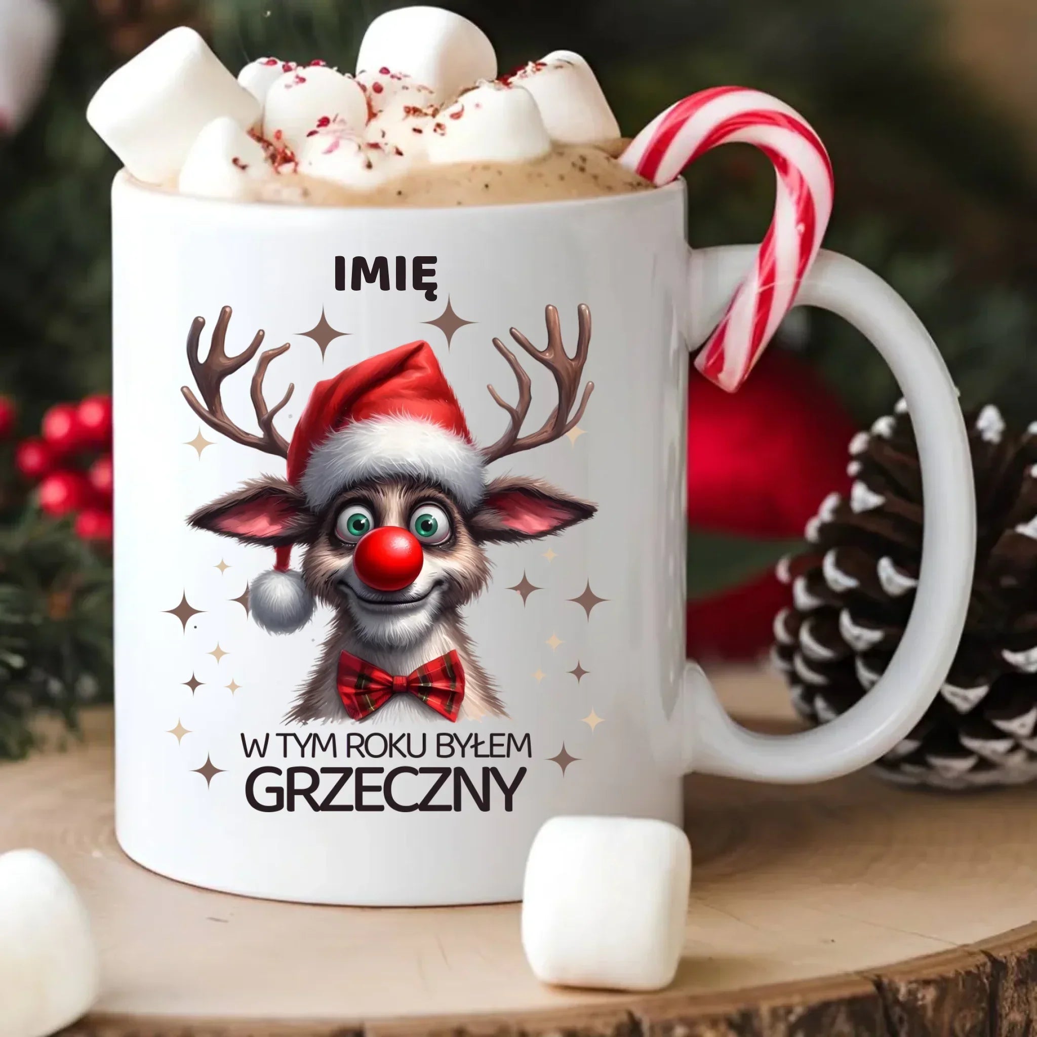 Kubek świąteczny - Renifer W tym roku byłem grzeczny - personalizowany BN96 - StoryCups.pl