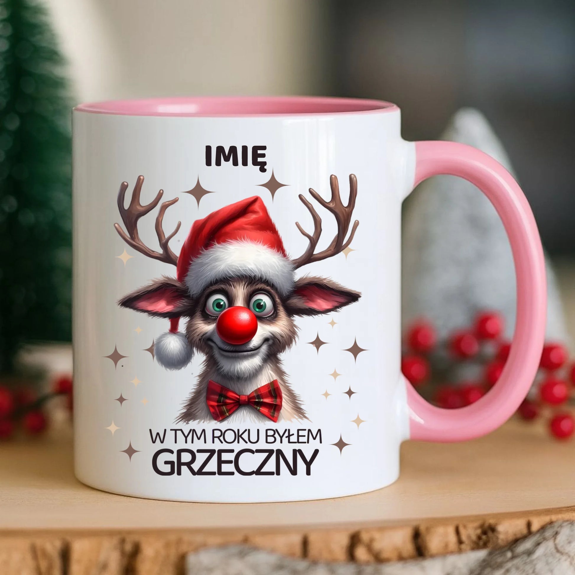 Kubek świąteczny - Renifer W tym roku byłem grzeczny - personalizowany BN96 - StoryCups.pl