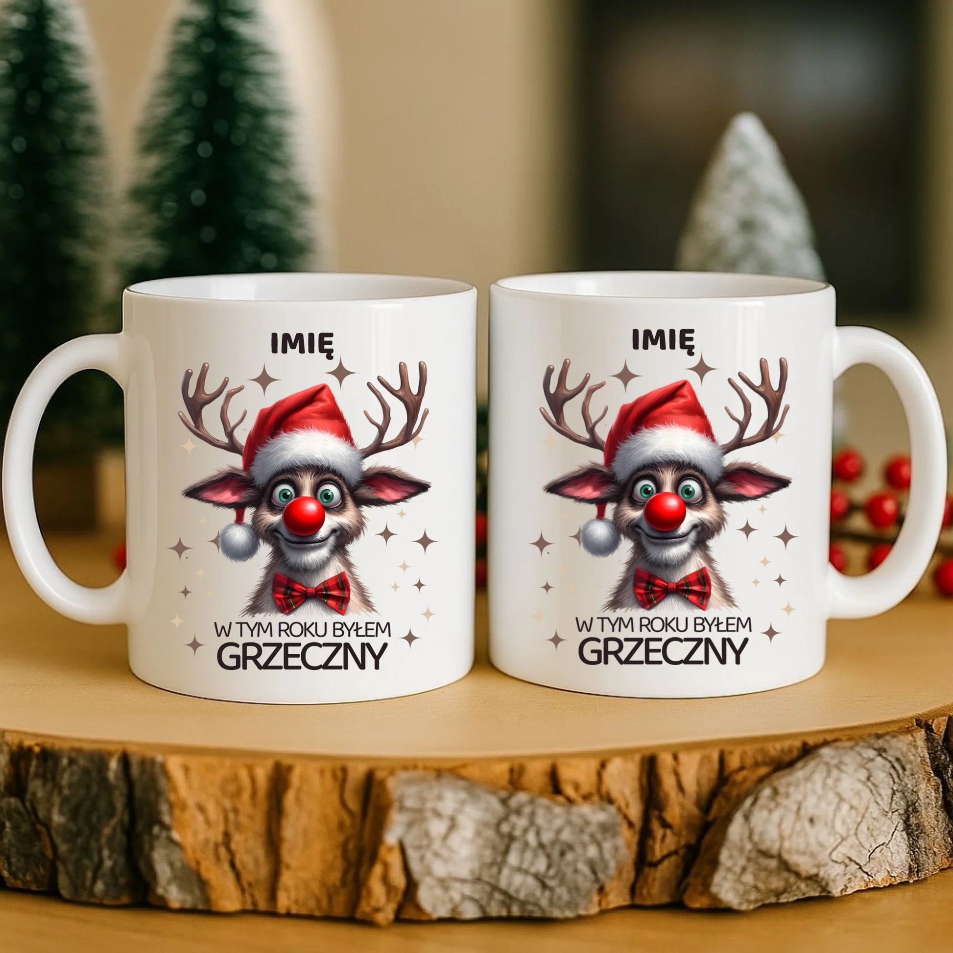 Kubek świąteczny - Renifer W tym roku byłem grzeczny - personalizowany BN96 - StoryCups.pl