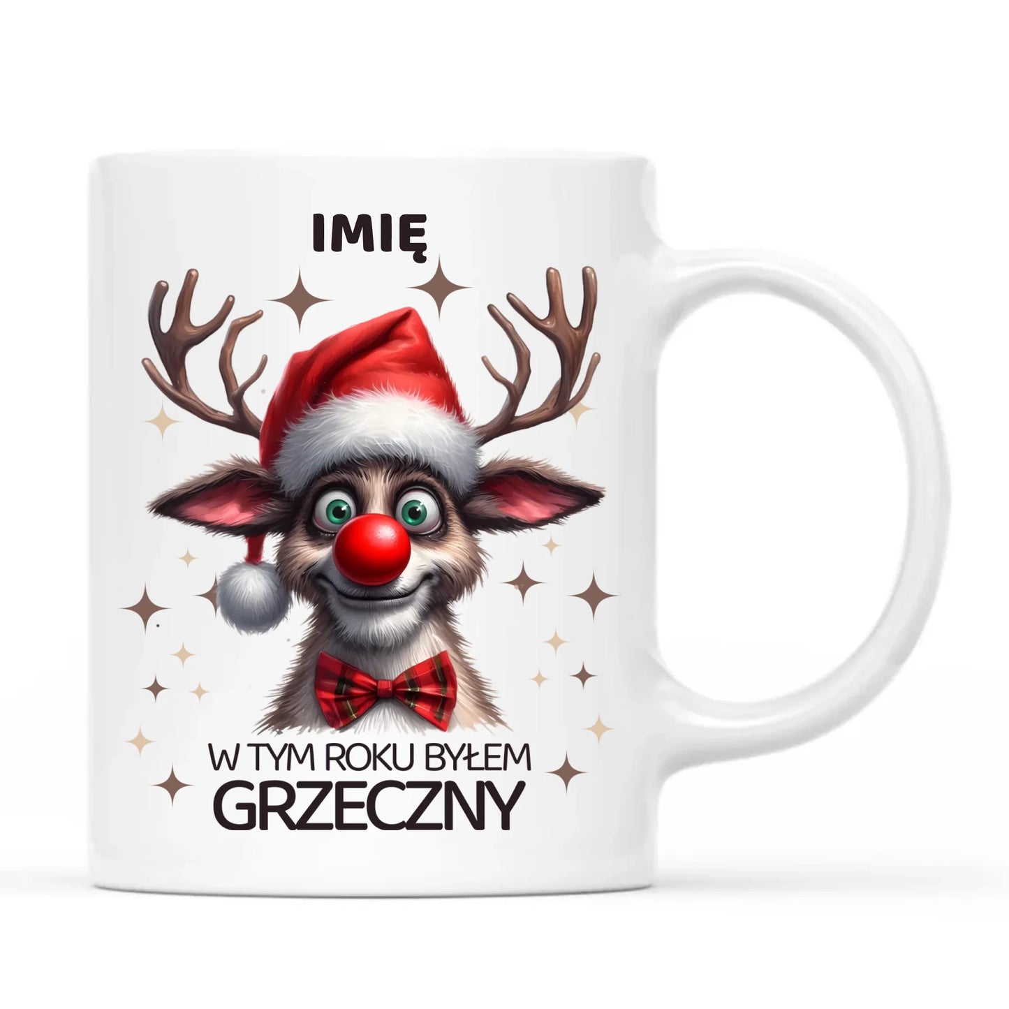 Kubek świąteczny - Renifer W tym roku byłem grzeczny - personalizowany BN96 - StoryCups.pl