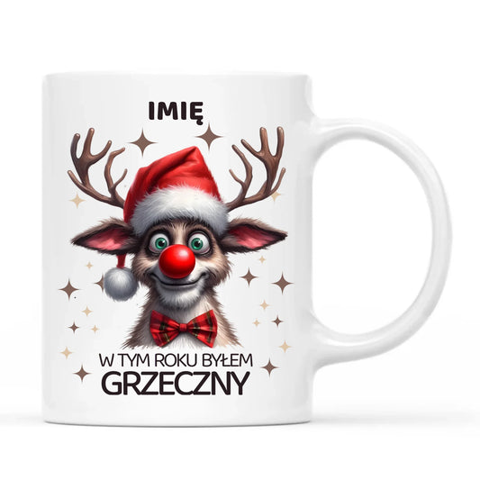 Kubek świąteczny - Renifer W tym roku byłem grzeczny - personalizowany BN96