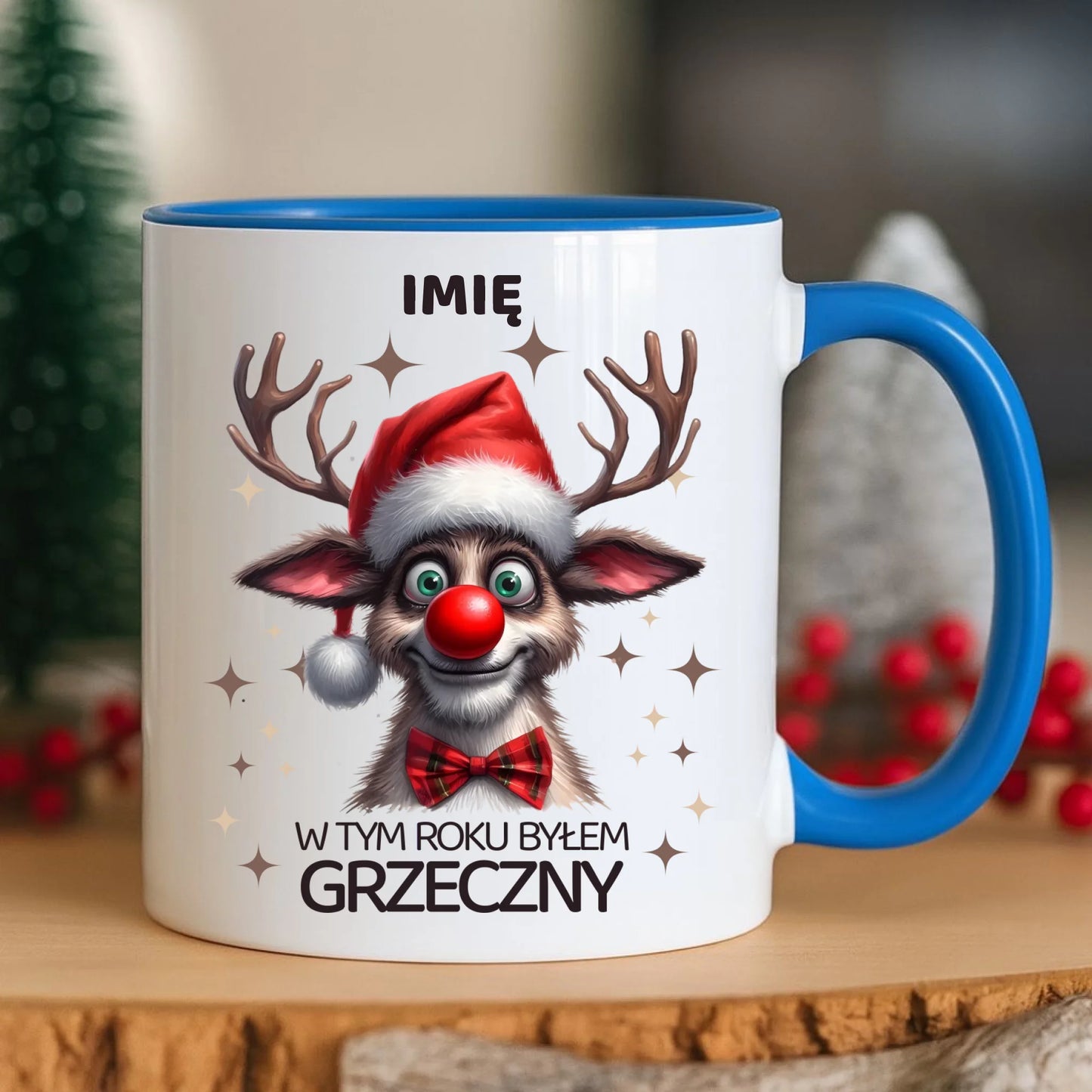 Kubek świąteczny - Renifer W tym roku byłem grzeczny - personalizowany BN96 - StoryCups.pl