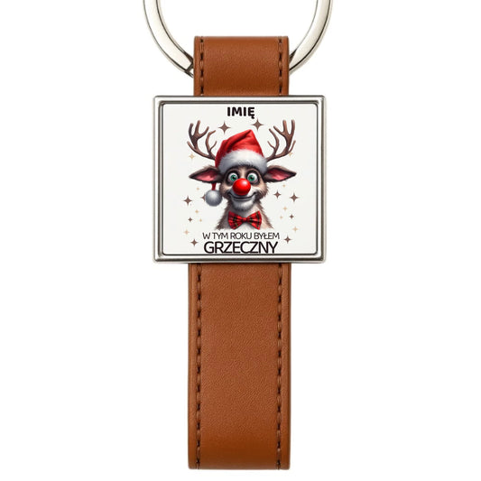 Brelok świąteczny - Renifer W tym roku byłem grzeczny - personalizowany BN96
