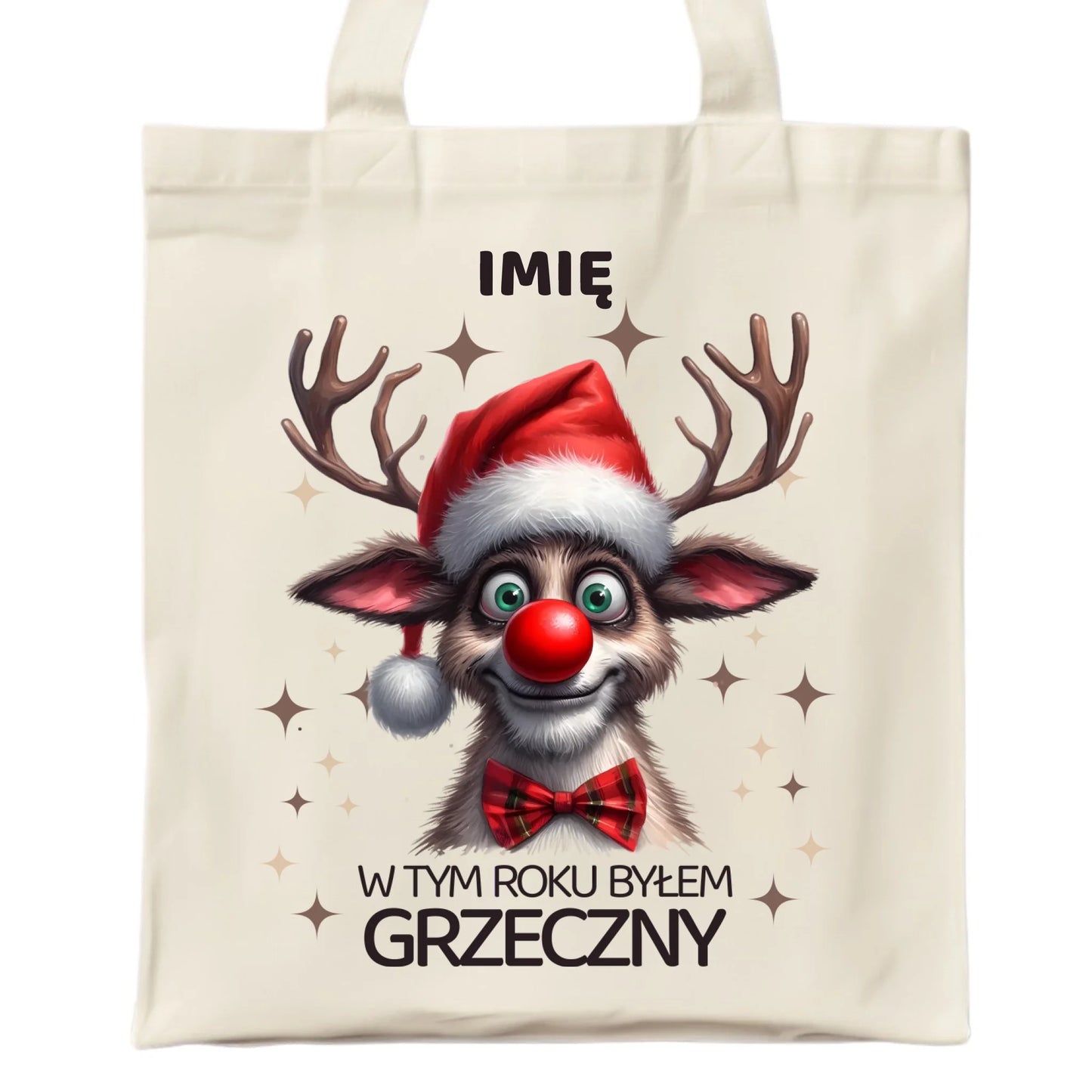 Torba świąteczna - Renifer W tym roku byłem grzeczny - personalizowana BN96 - StoryCups.pl