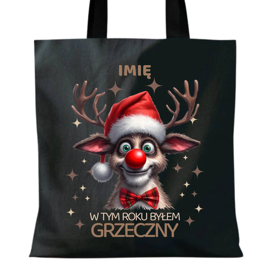Torba świąteczna - Renifer W tym roku byłem grzeczny - personalizowana BN96