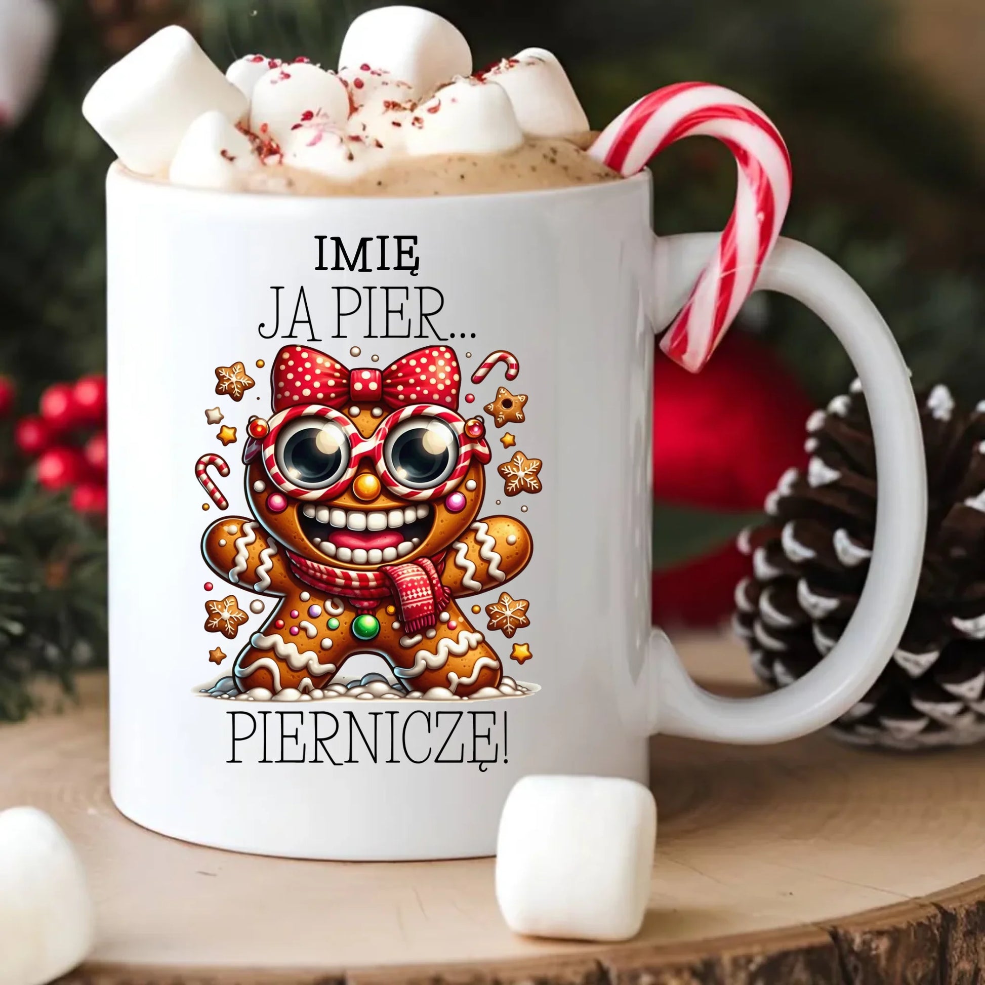 Kubek świąteczny - Babeczka Ja pierniczę - personalizowany BN95 - StoryCups.pl