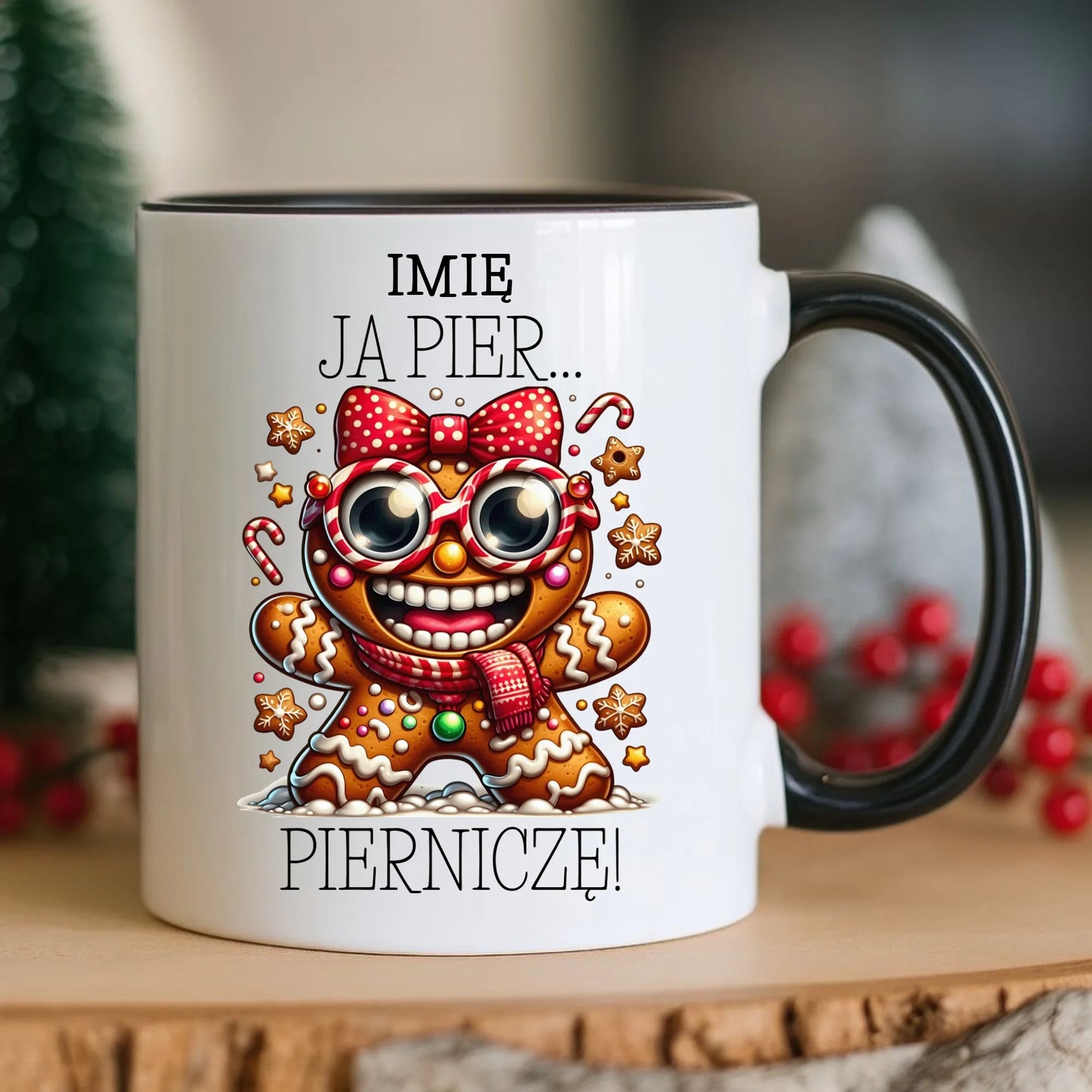 Kubek świąteczny - Babeczka Ja pierniczę - personalizowany BN95 - StoryCups.pl