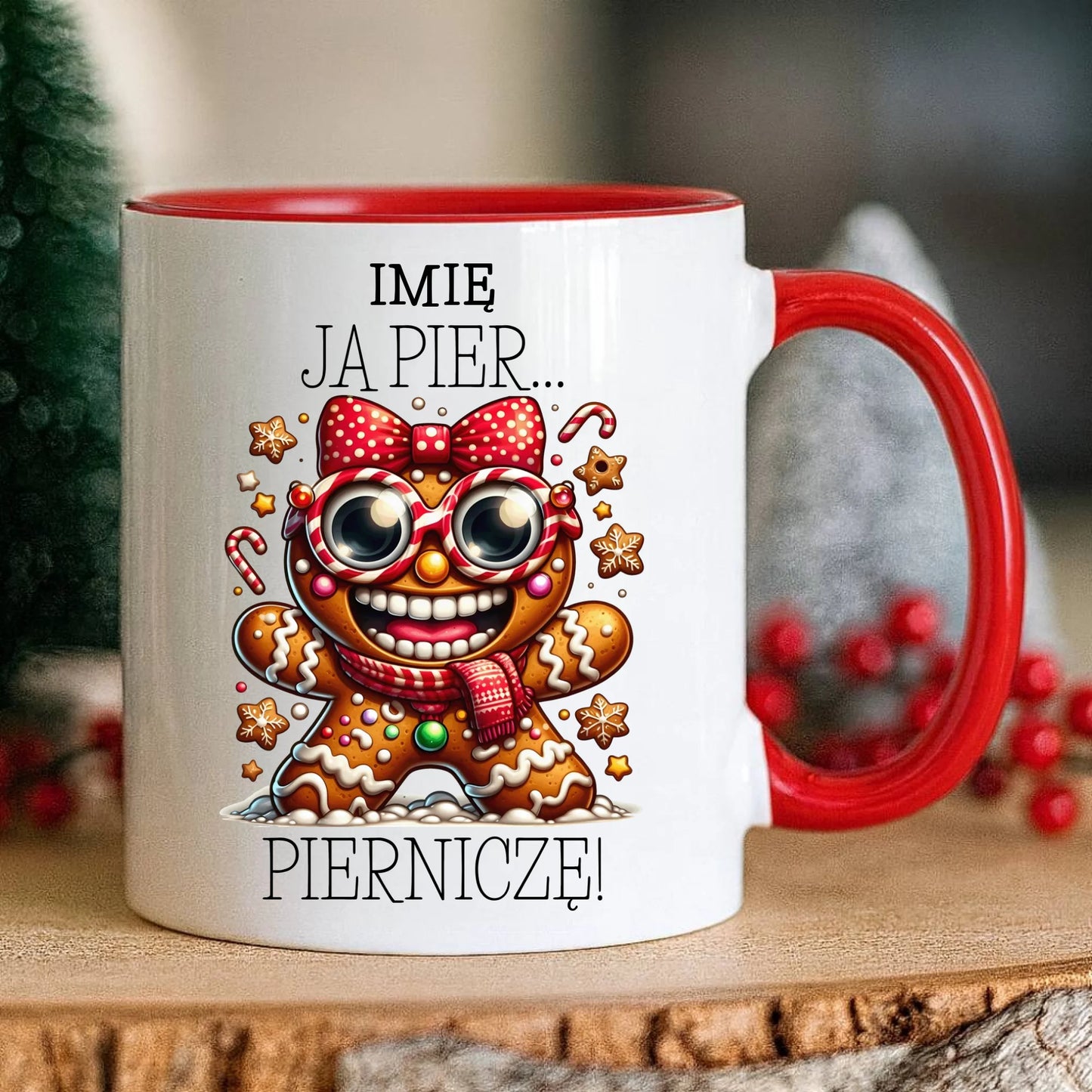 Kubek świąteczny - Babeczka Ja pierniczę - personalizowany BN95 - StoryCups.pl