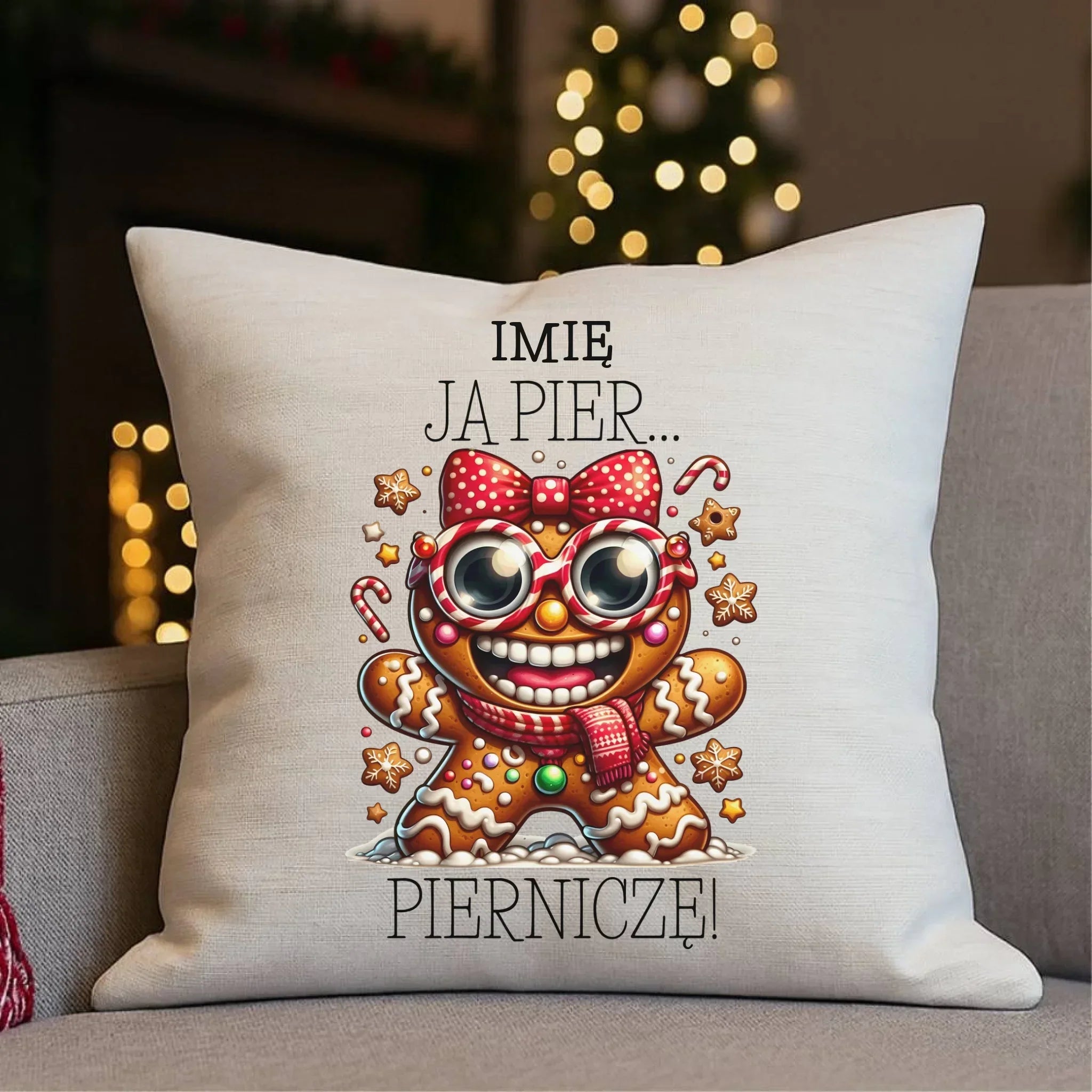Poduszka świąteczna - Babeczka Ja pierniczę - personalizowana BN95 - StoryCups.pl